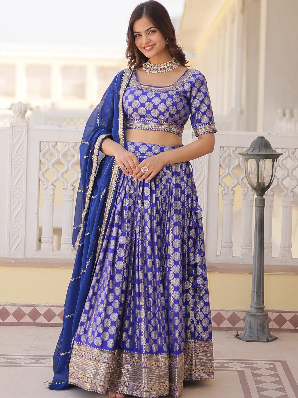Viscose Jacquard Embroidered Lehenga For Women