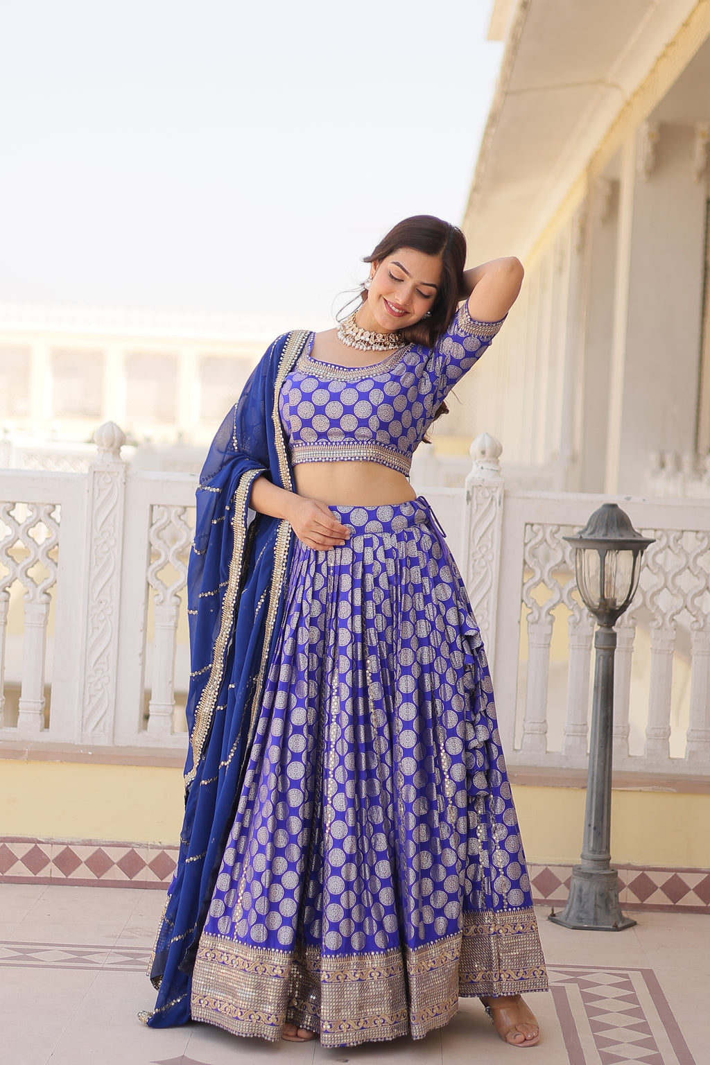 Viscose Jacquard Embroidered Lehenga For Women