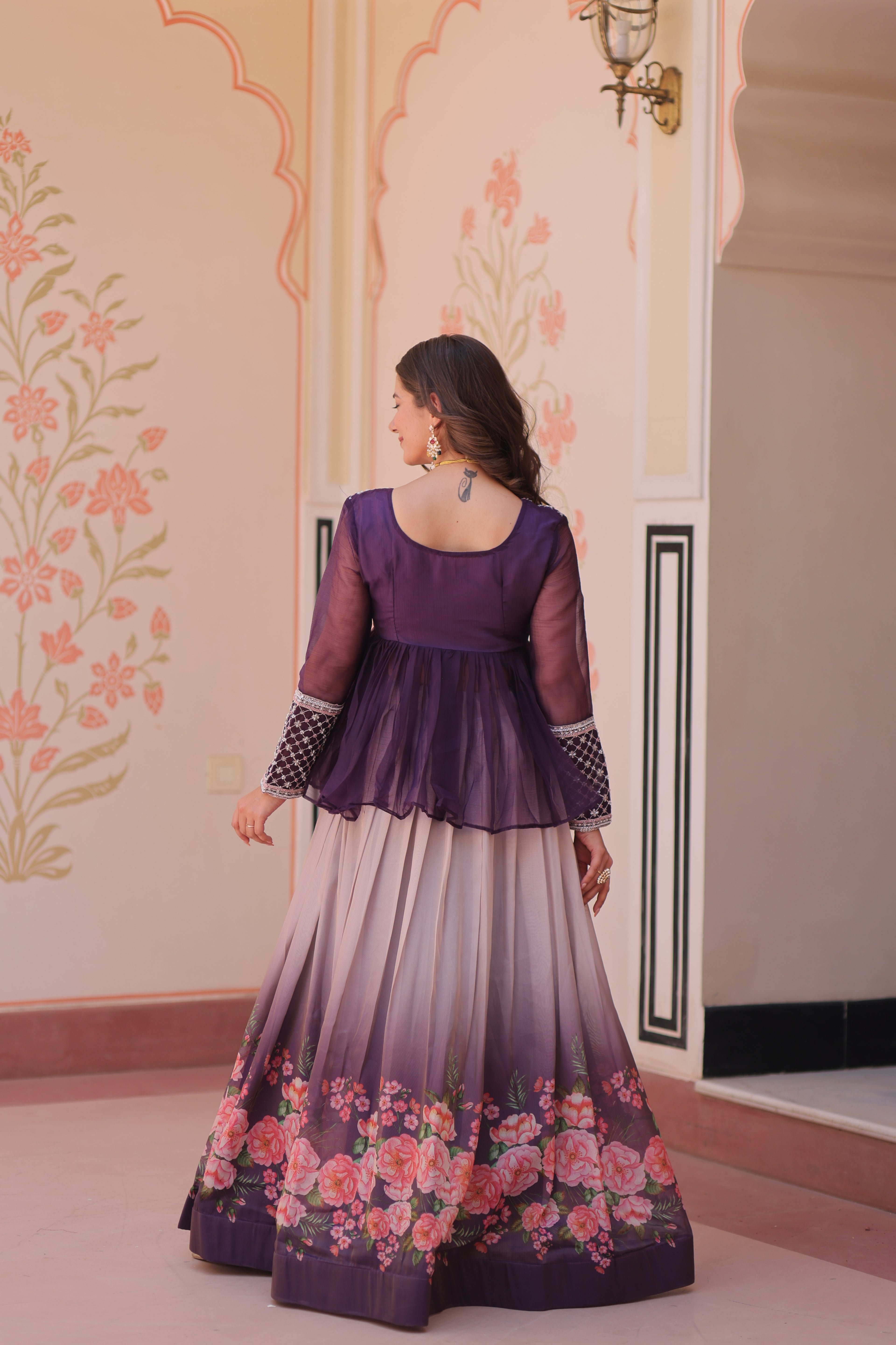 Chiffon Floral Printed Lehenga For Women