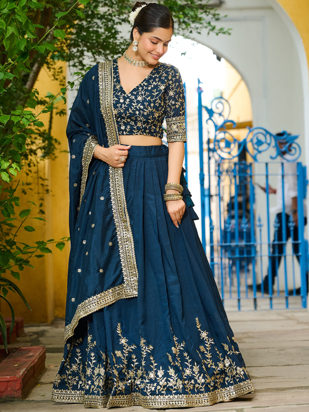 Vichitra Silk Lehenga For Women