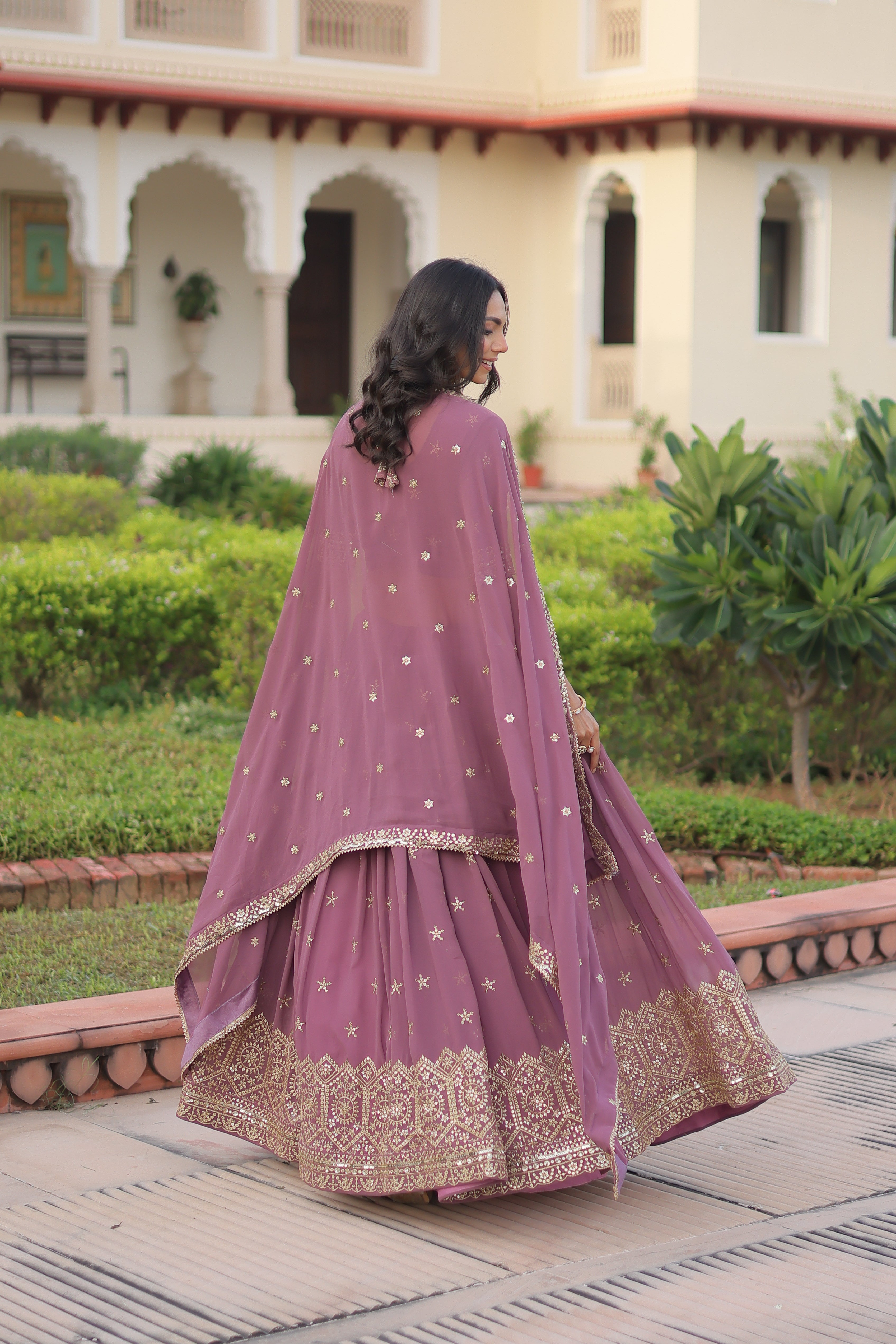 Faux Georgette Embroidered Lehenga For Women
