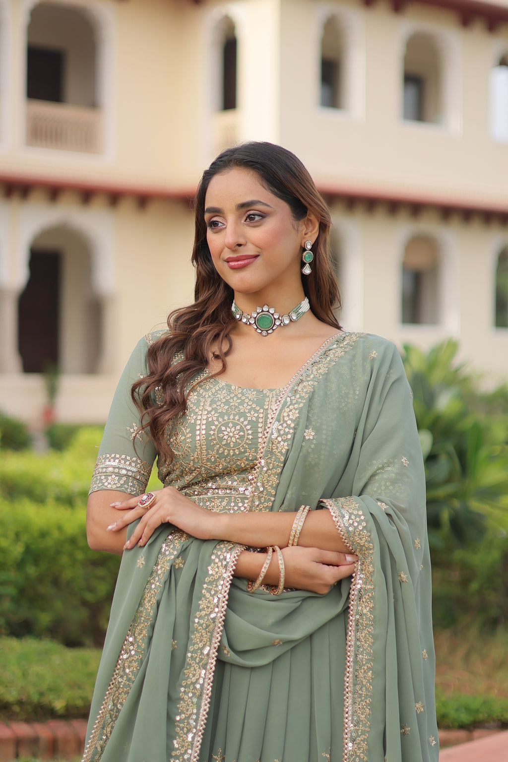 Faux Georgette Embroidered Lehenga For Women