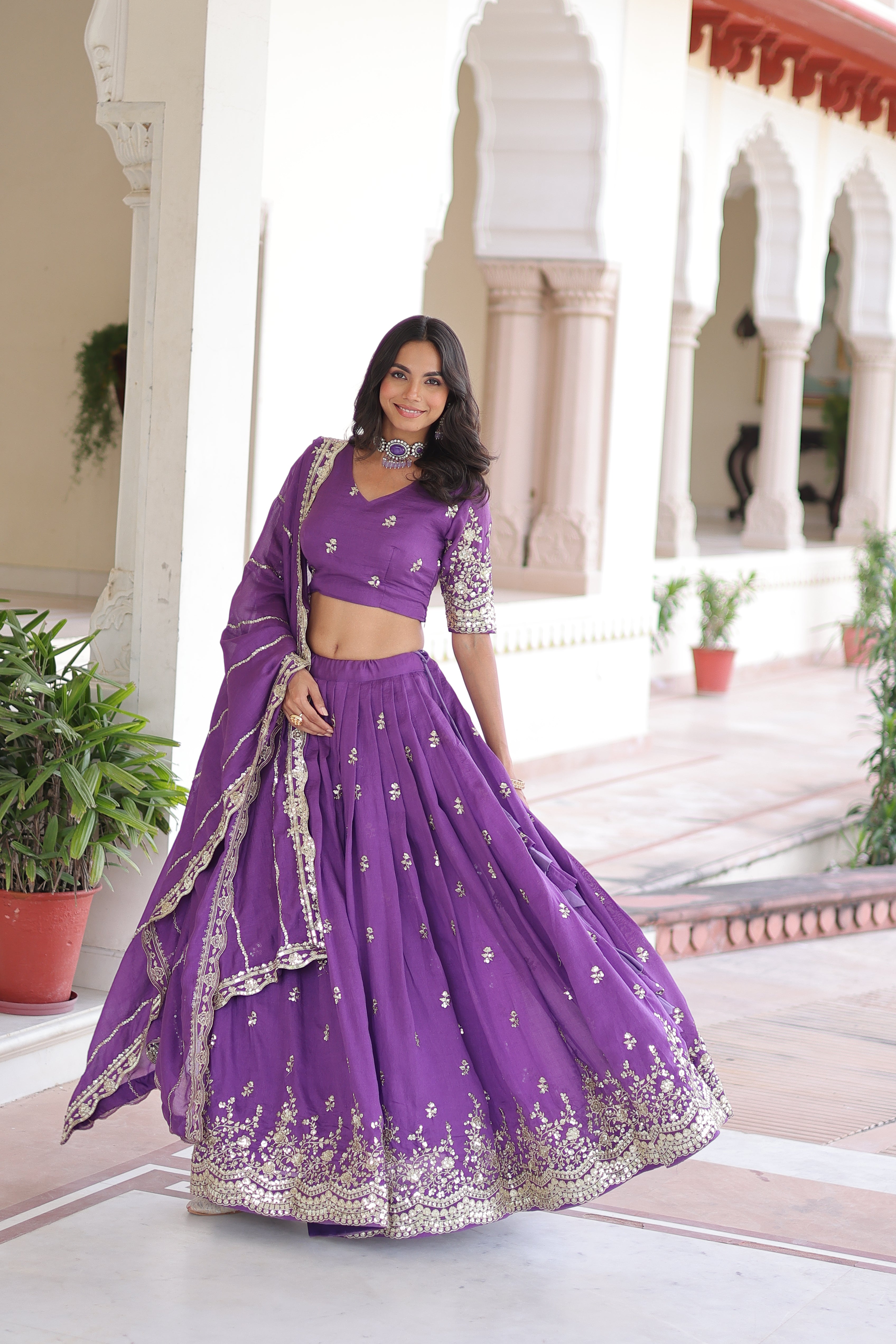 Vichitra Silk Lehenga For Women