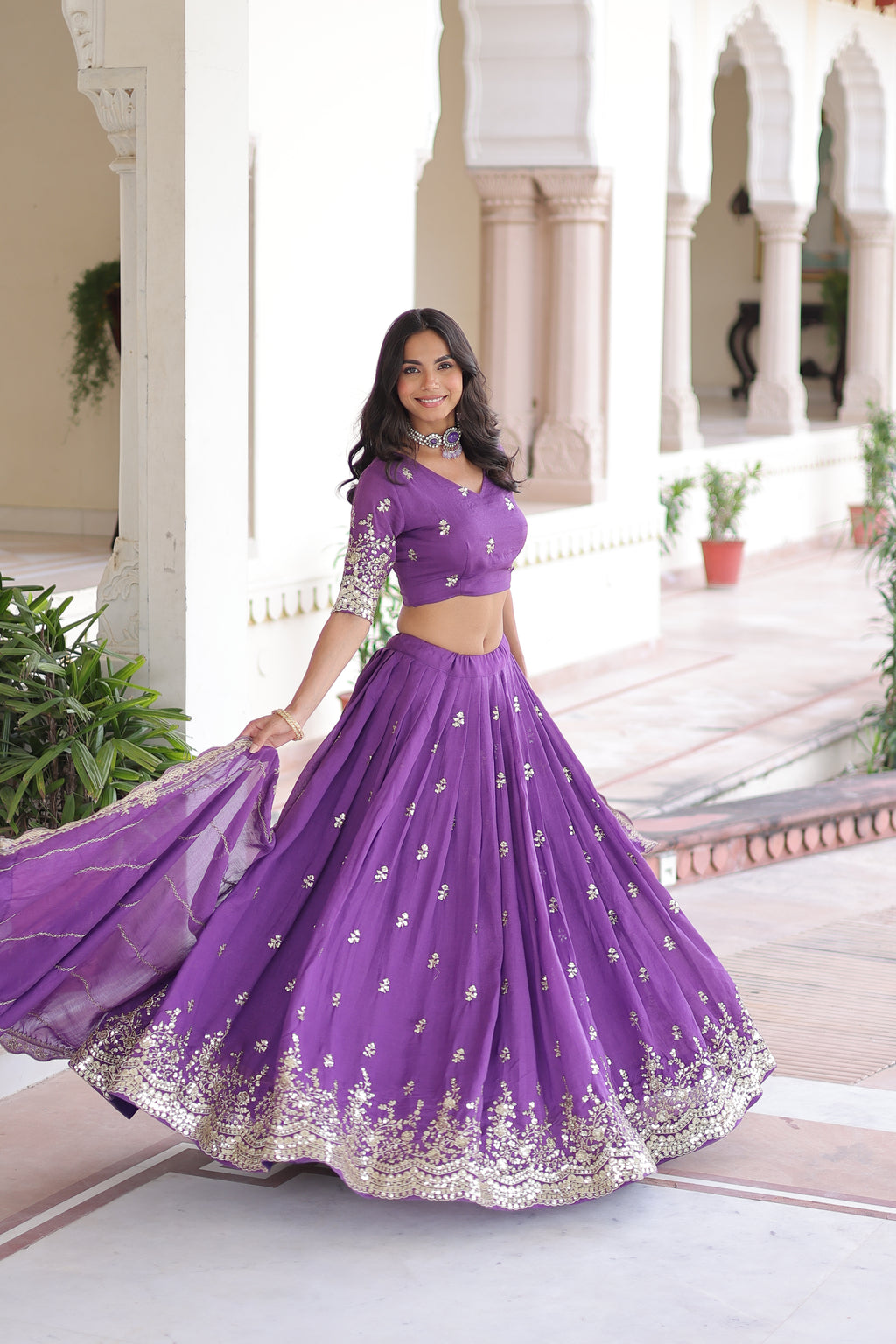 Vichitra Silk Lehenga For Women