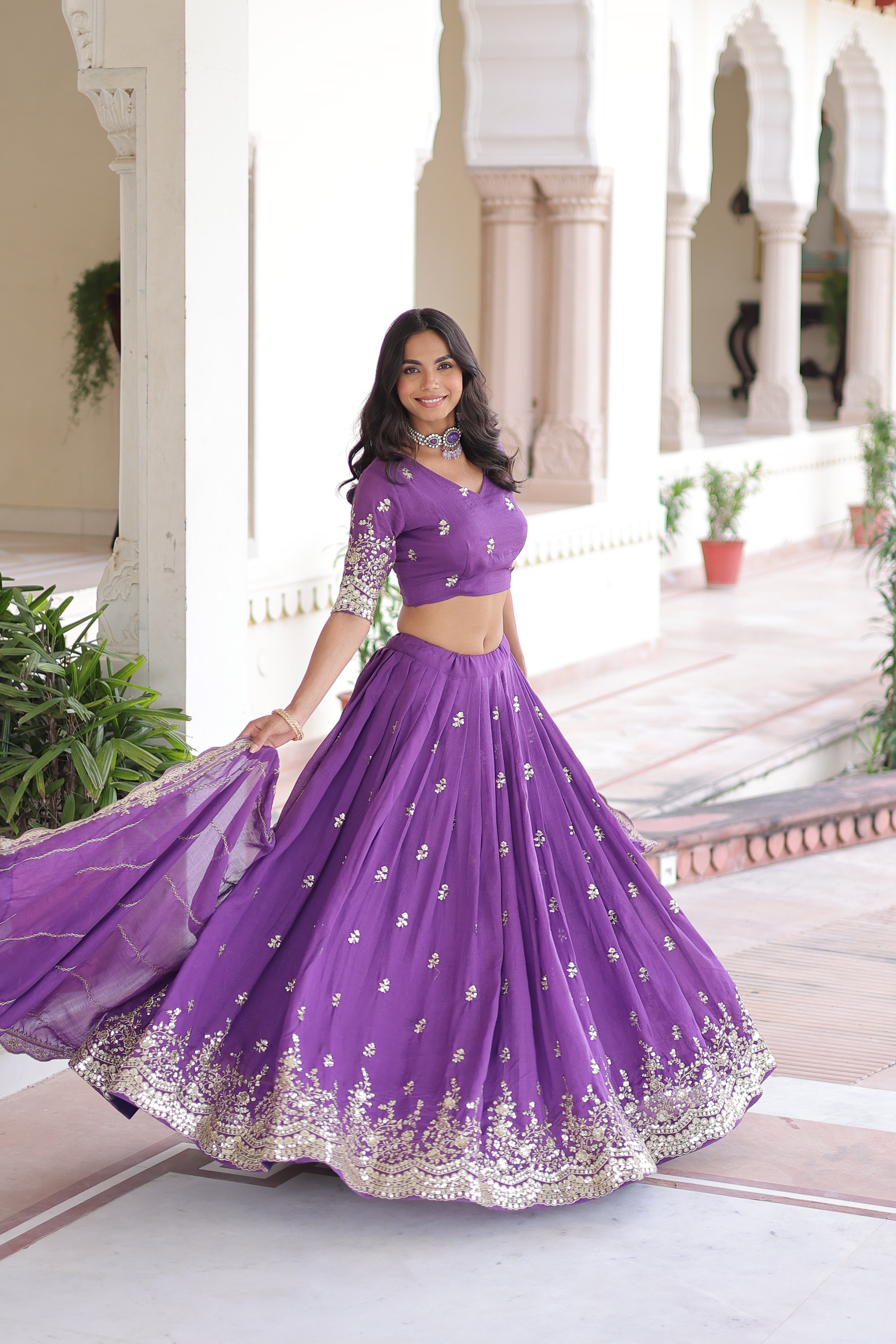 Vichitra Silk Lehenga For Women