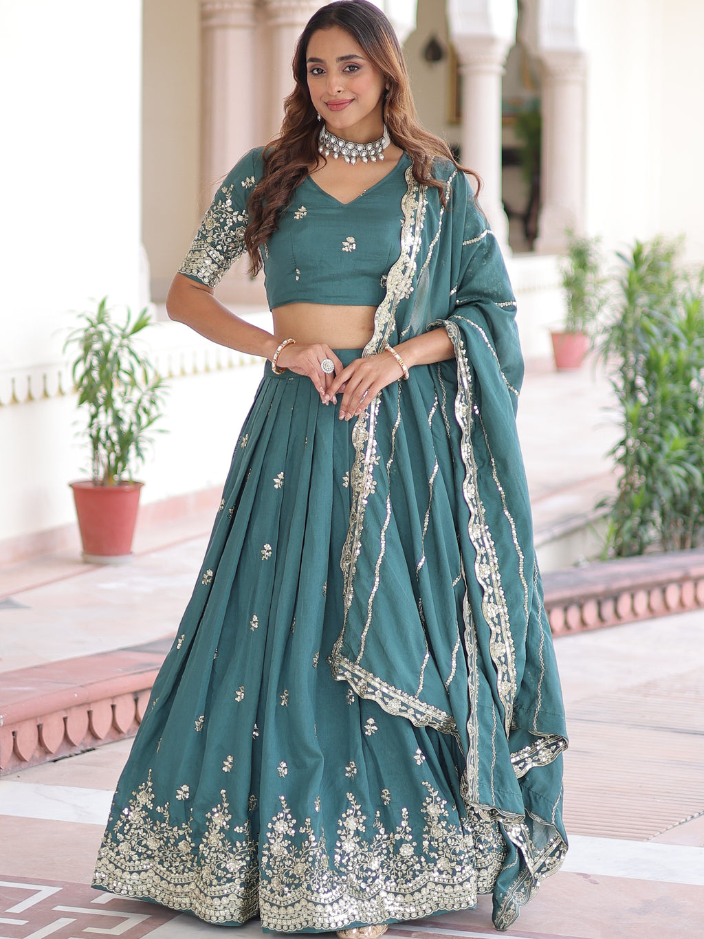 Vichitra Silk Lehenga For Women
