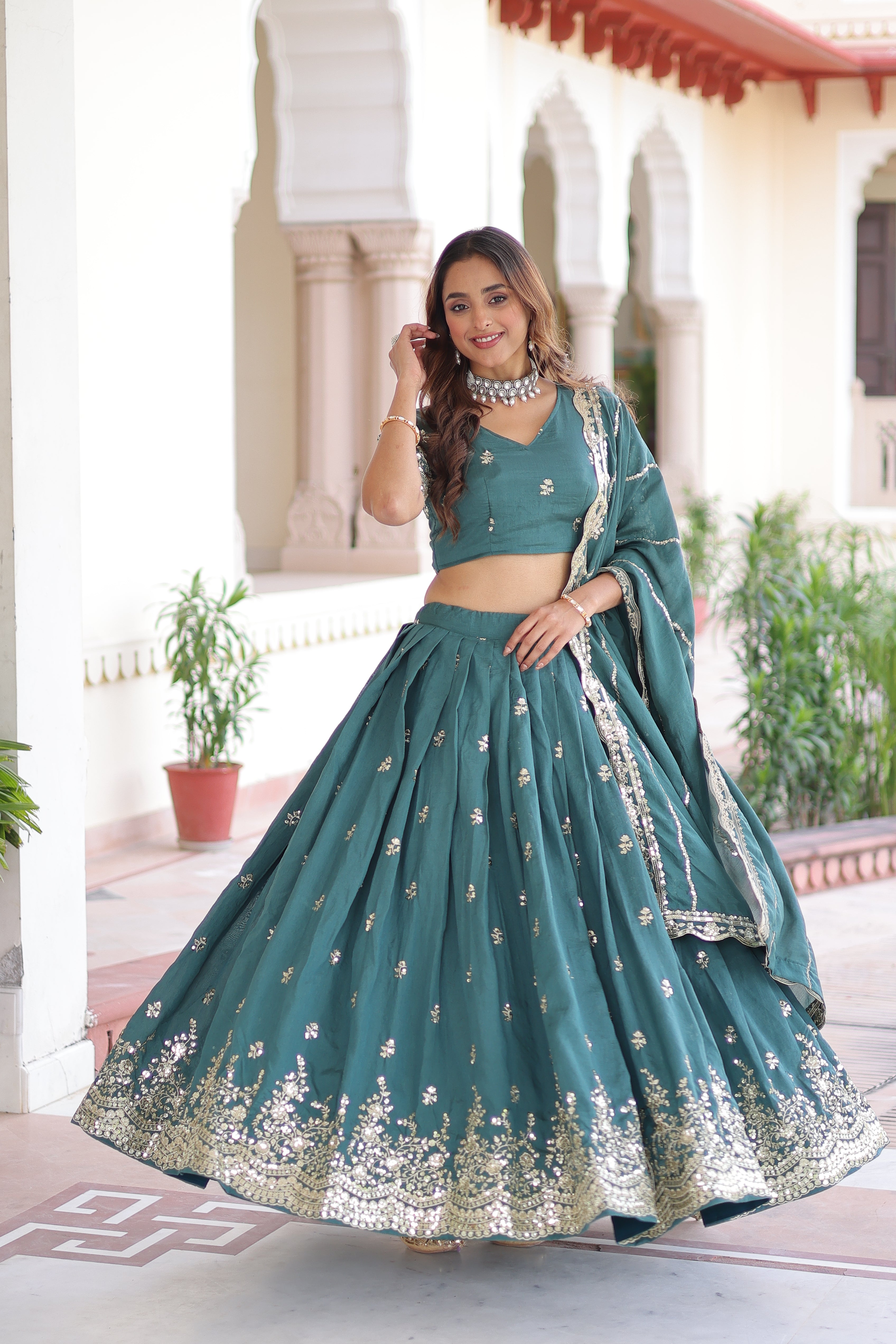 Vichitra Silk Lehenga For Women
