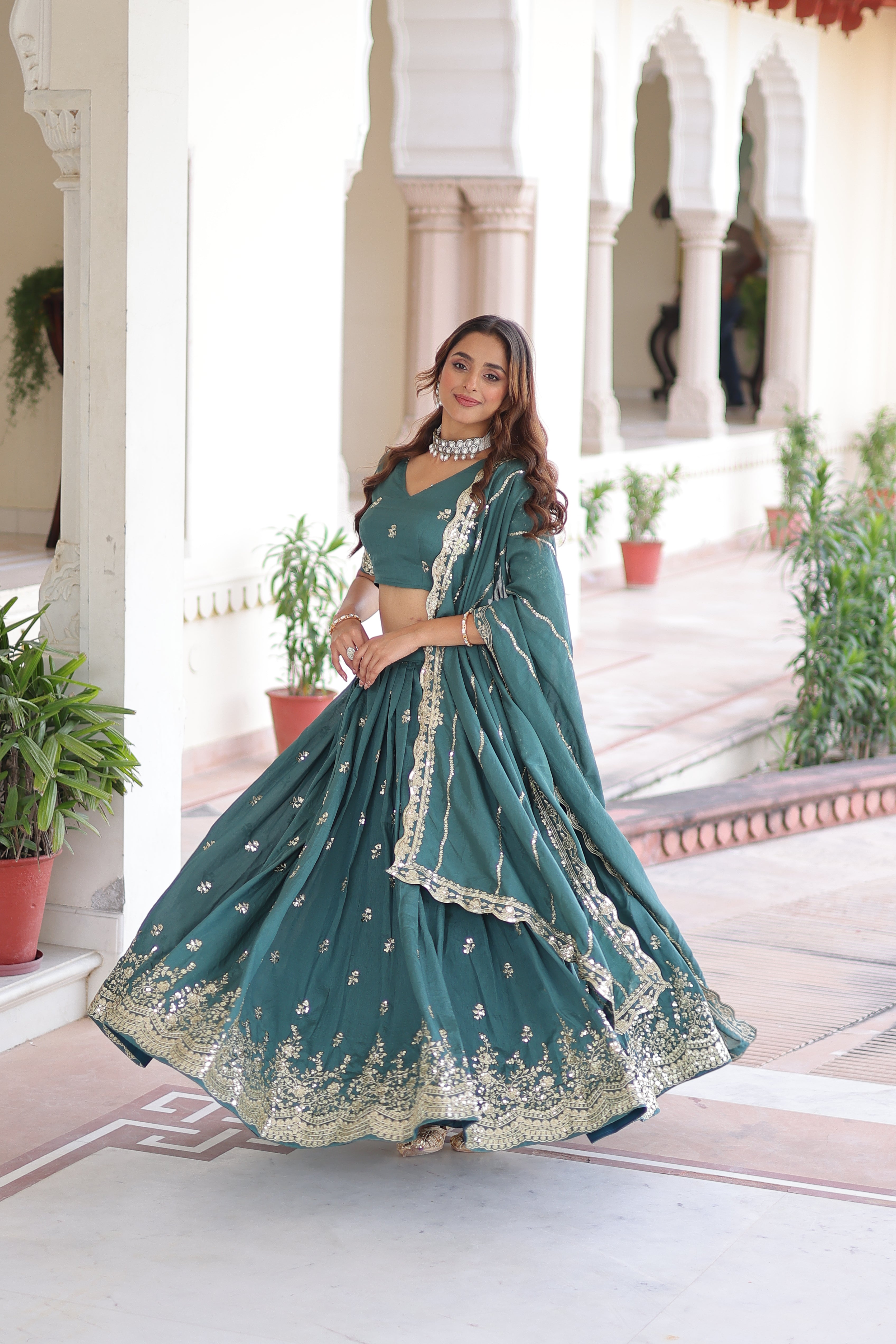 Vichitra Silk Lehenga For Women