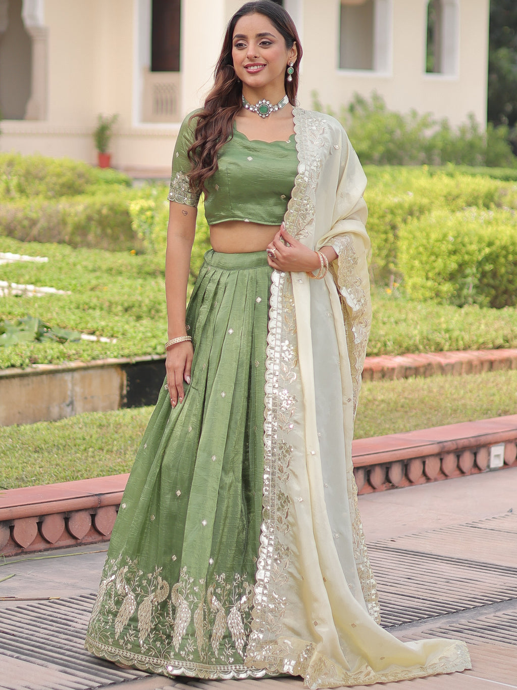 Gold Crush Embroidered Lehenga With Dupatta