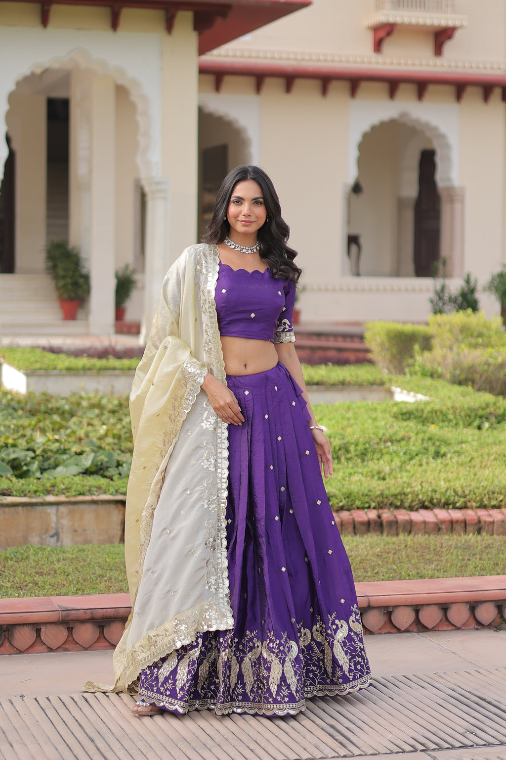 Gold Crush Embroidered Lehenga With Dupatta
