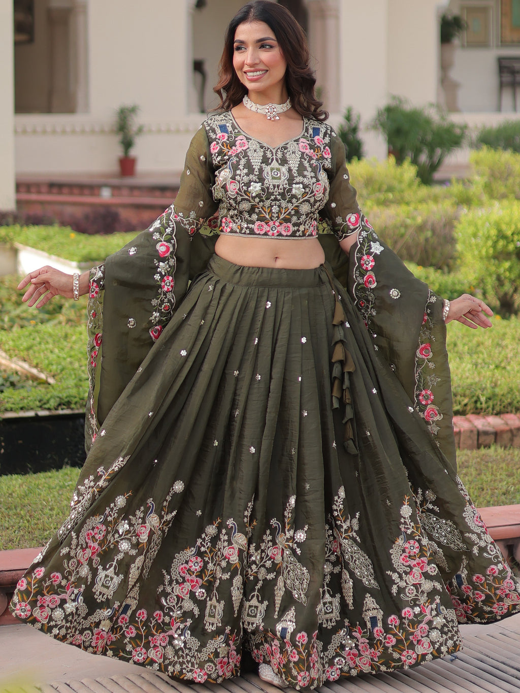 Gold Crush Embroidered Lehenga With Dupatta