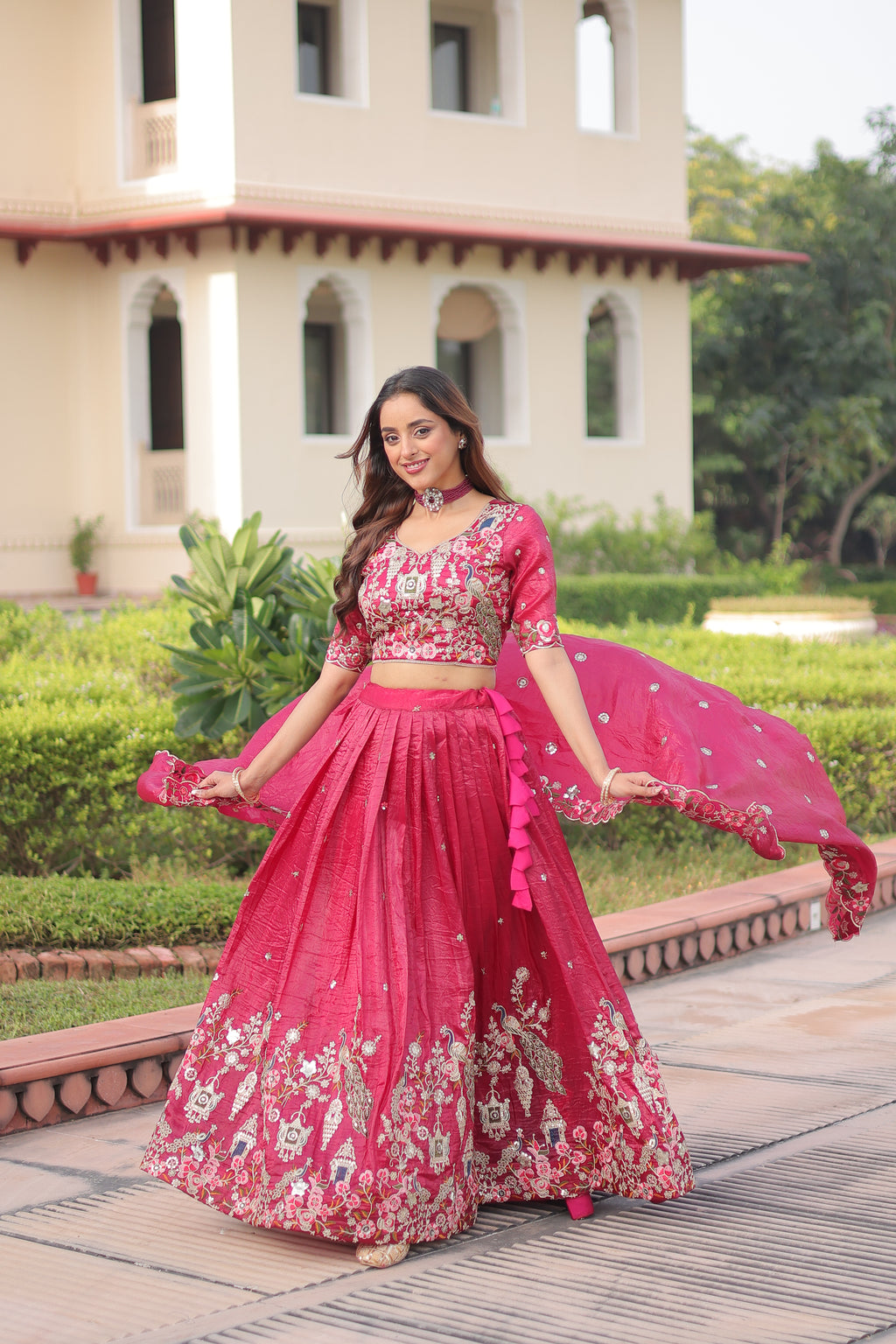 Gold Crush Embroidered Lehenga With Dupatta