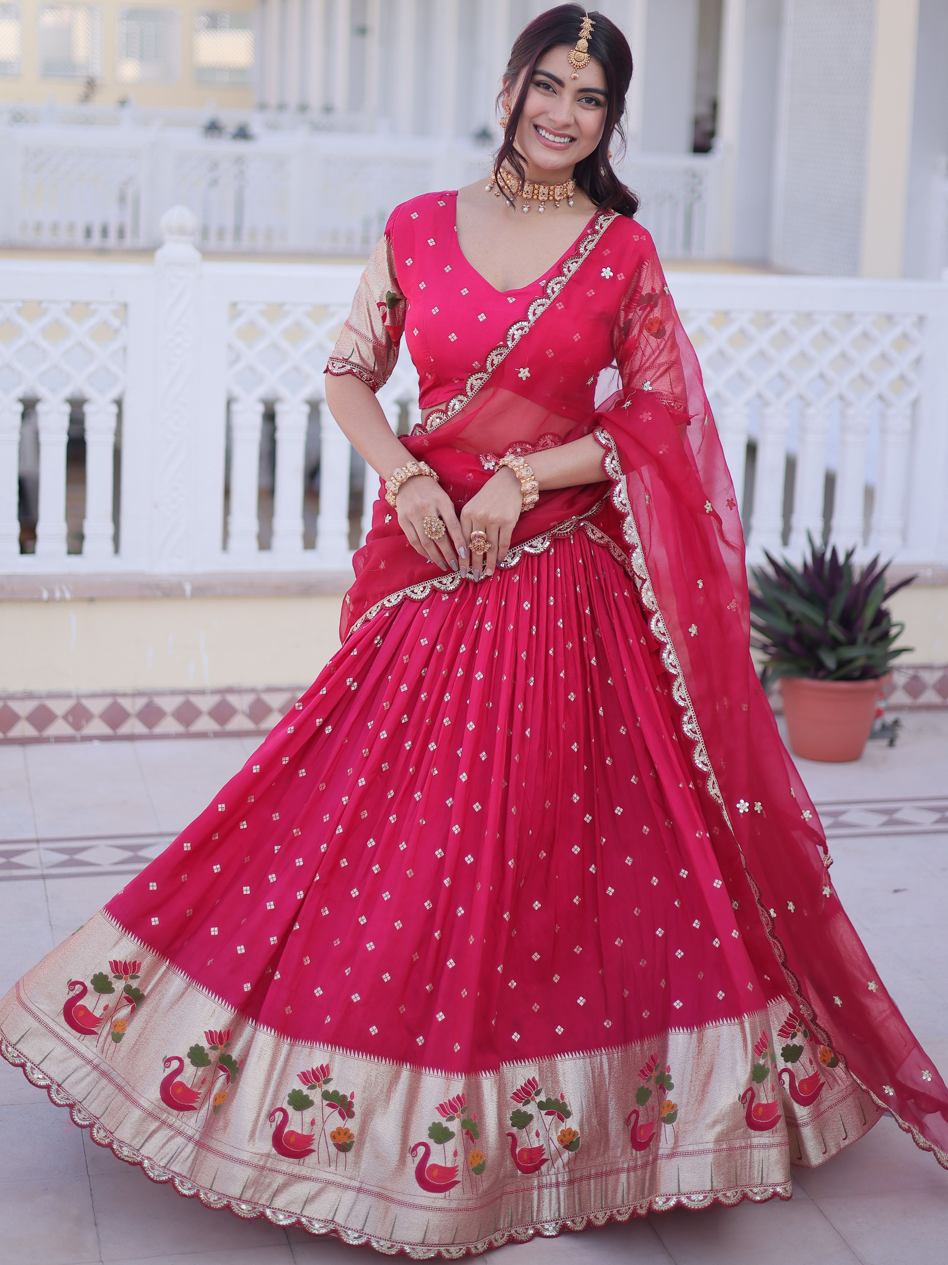 Dola Silk Embroidered Lehenga With Dupatta
