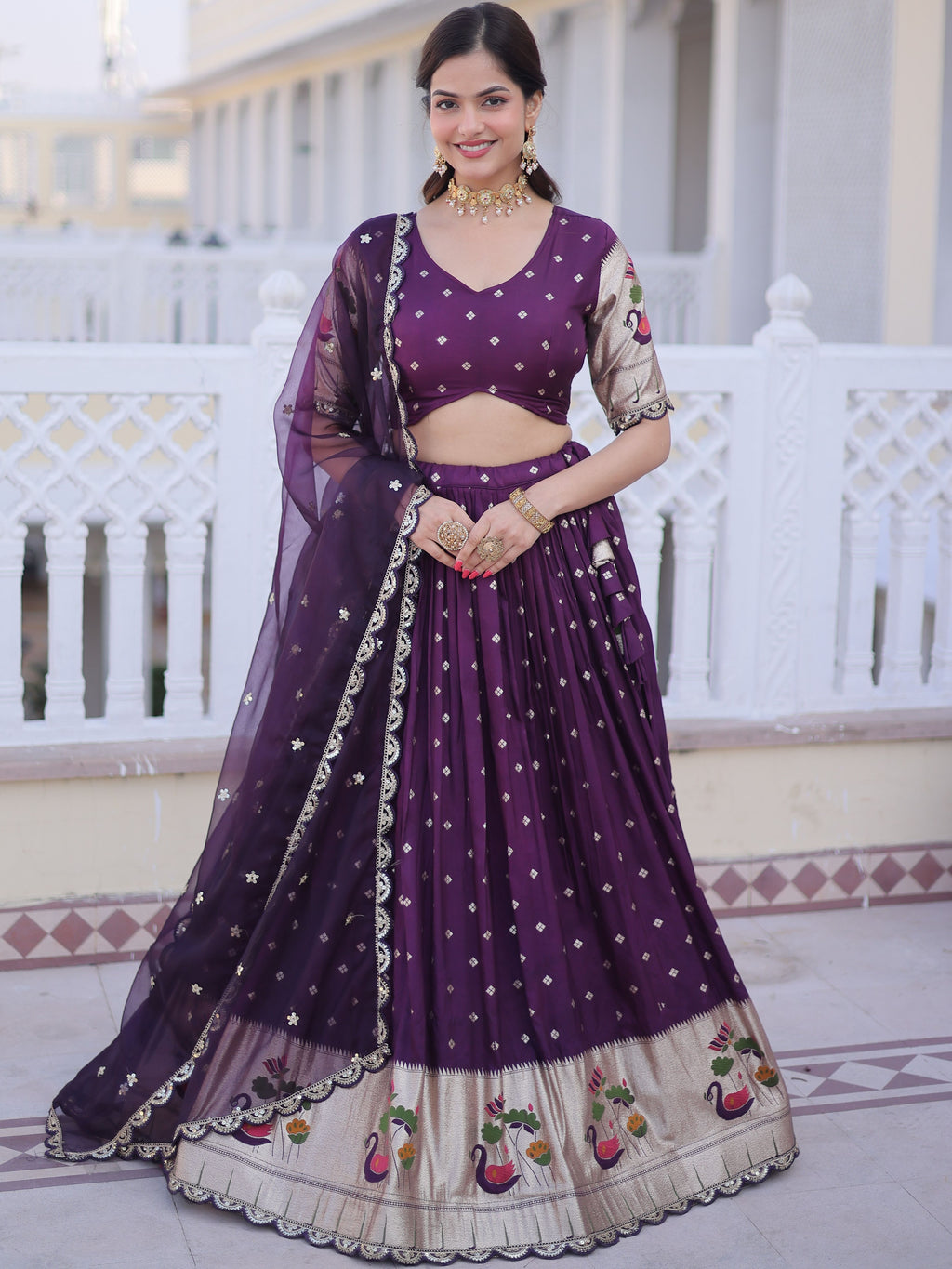 Dola Silk Embroidered Lehenga With Dupatta