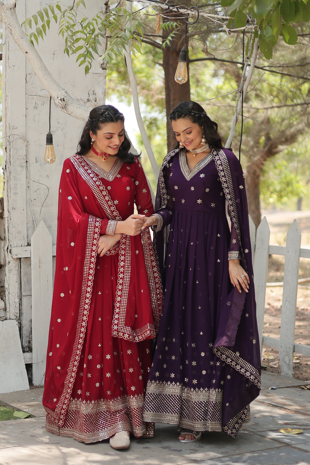 Faux Blooming Embroidered Gown For Women