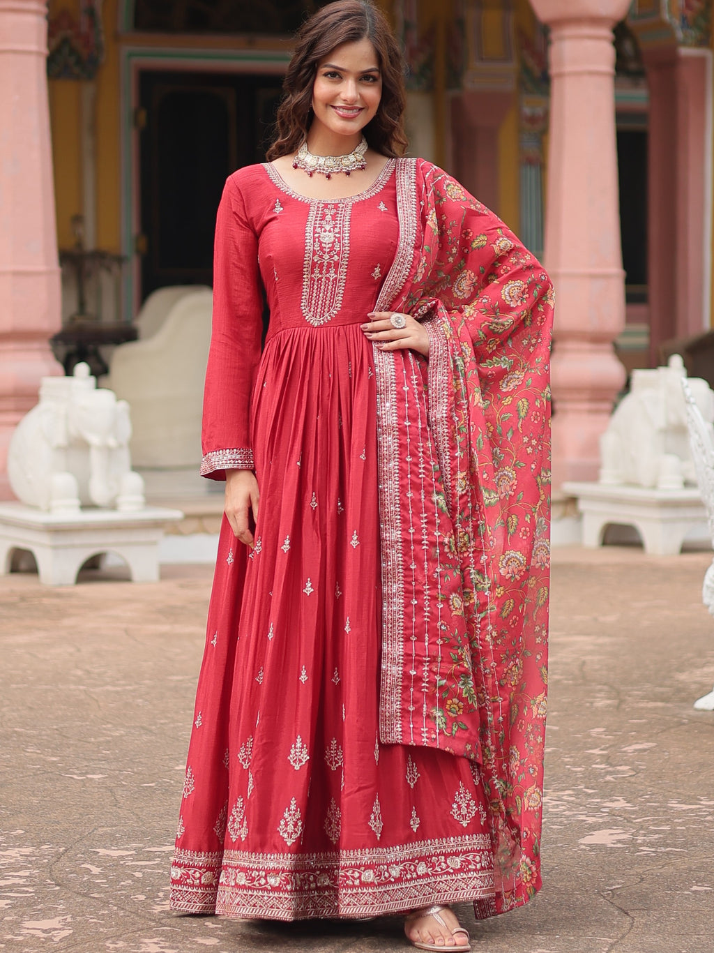 Chinon Embroidered Gown For Women