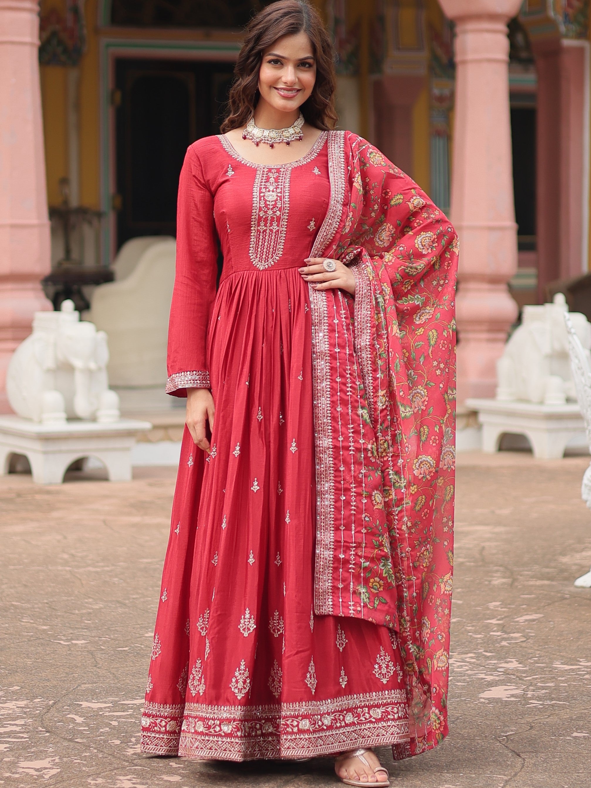 Chinon Embroidered Gown For Women