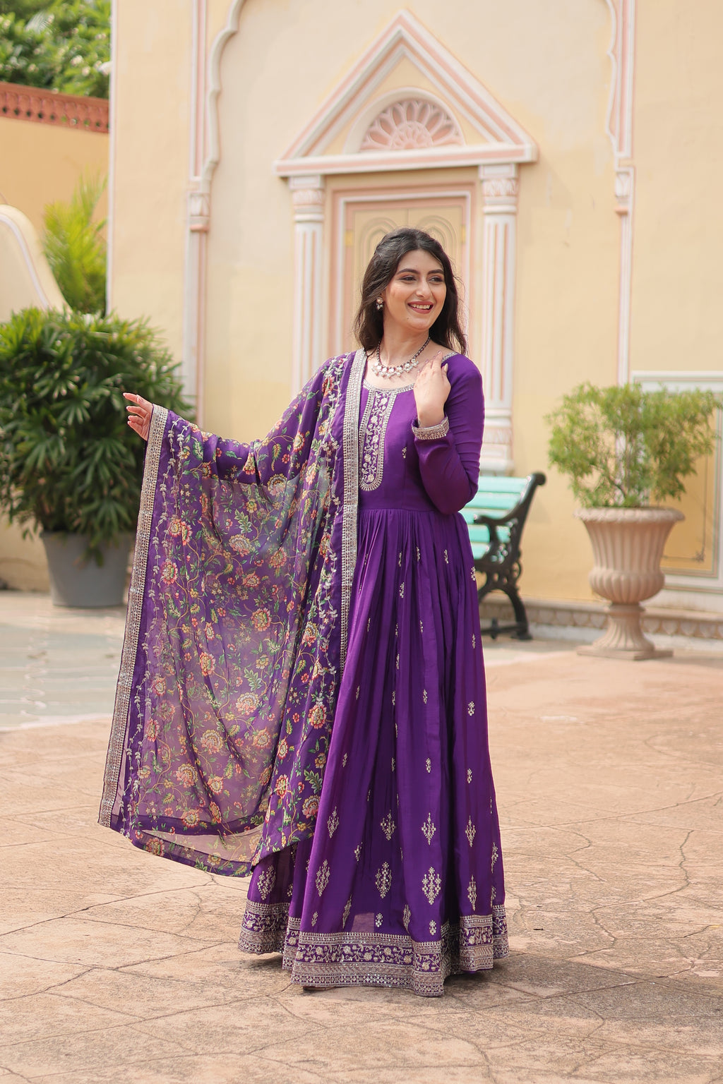 Chinon Embroidered Gown For Women