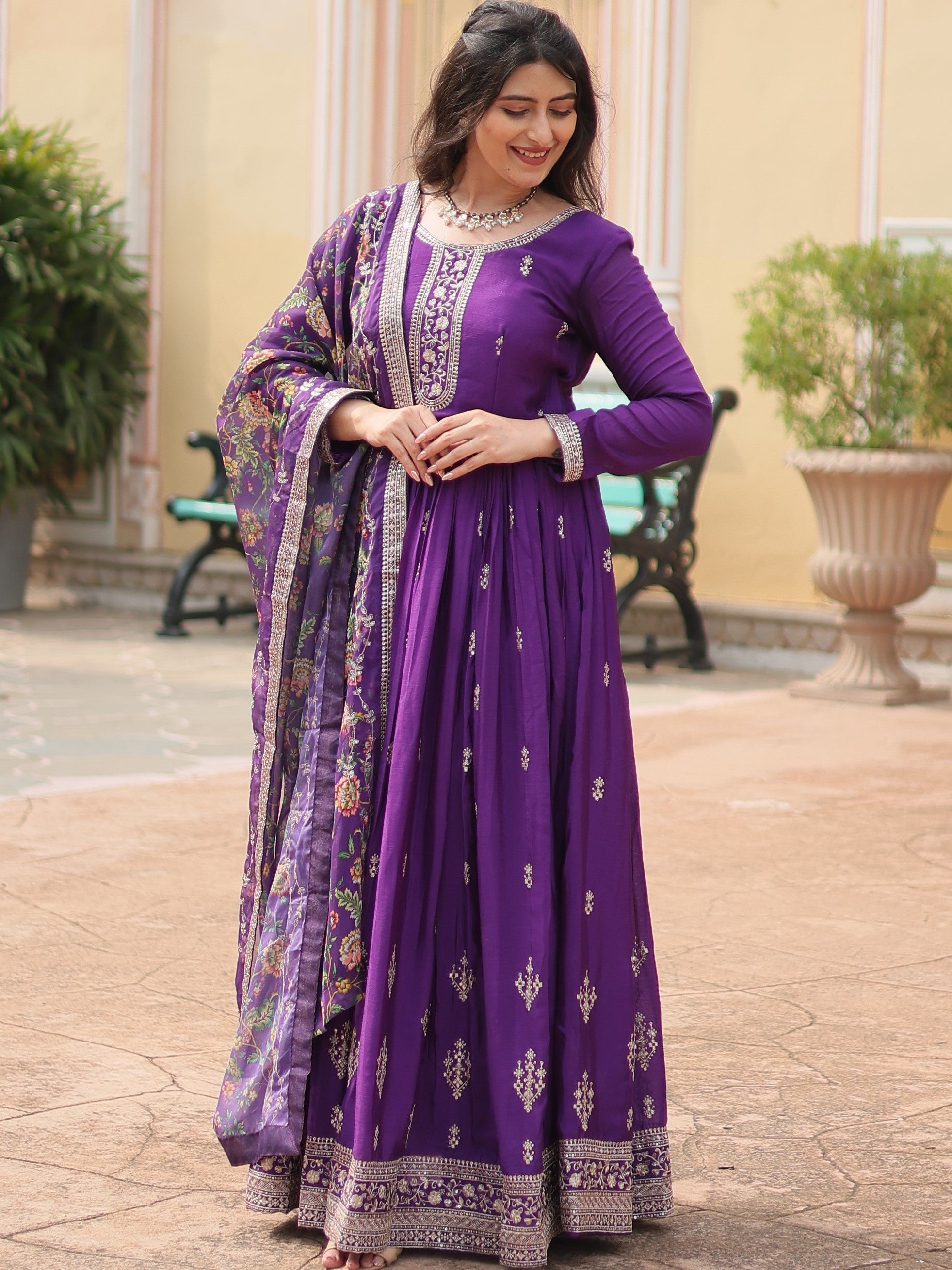 Chinon Embroidered Gown For Women