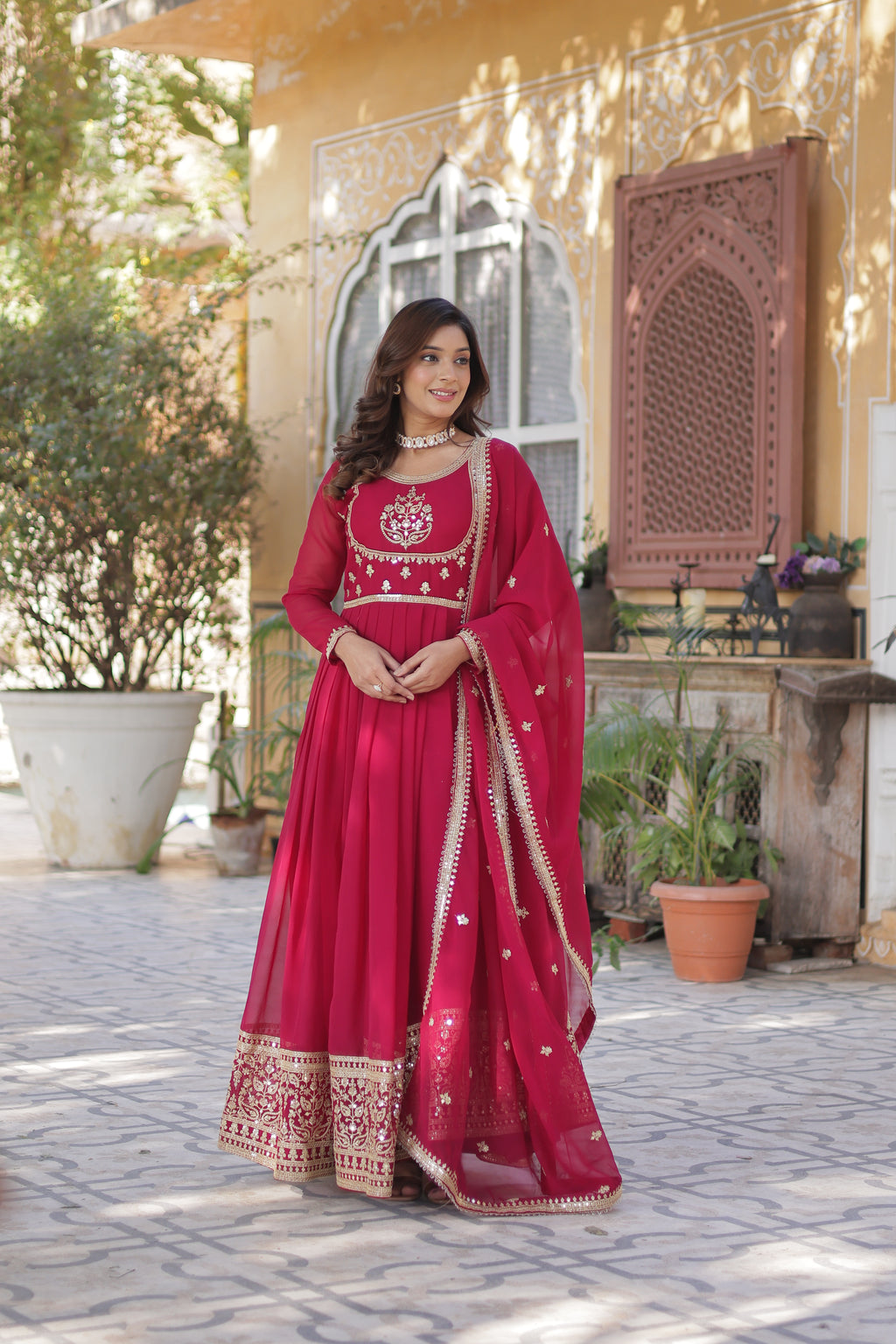 Georgette Embroidered Gown For Women