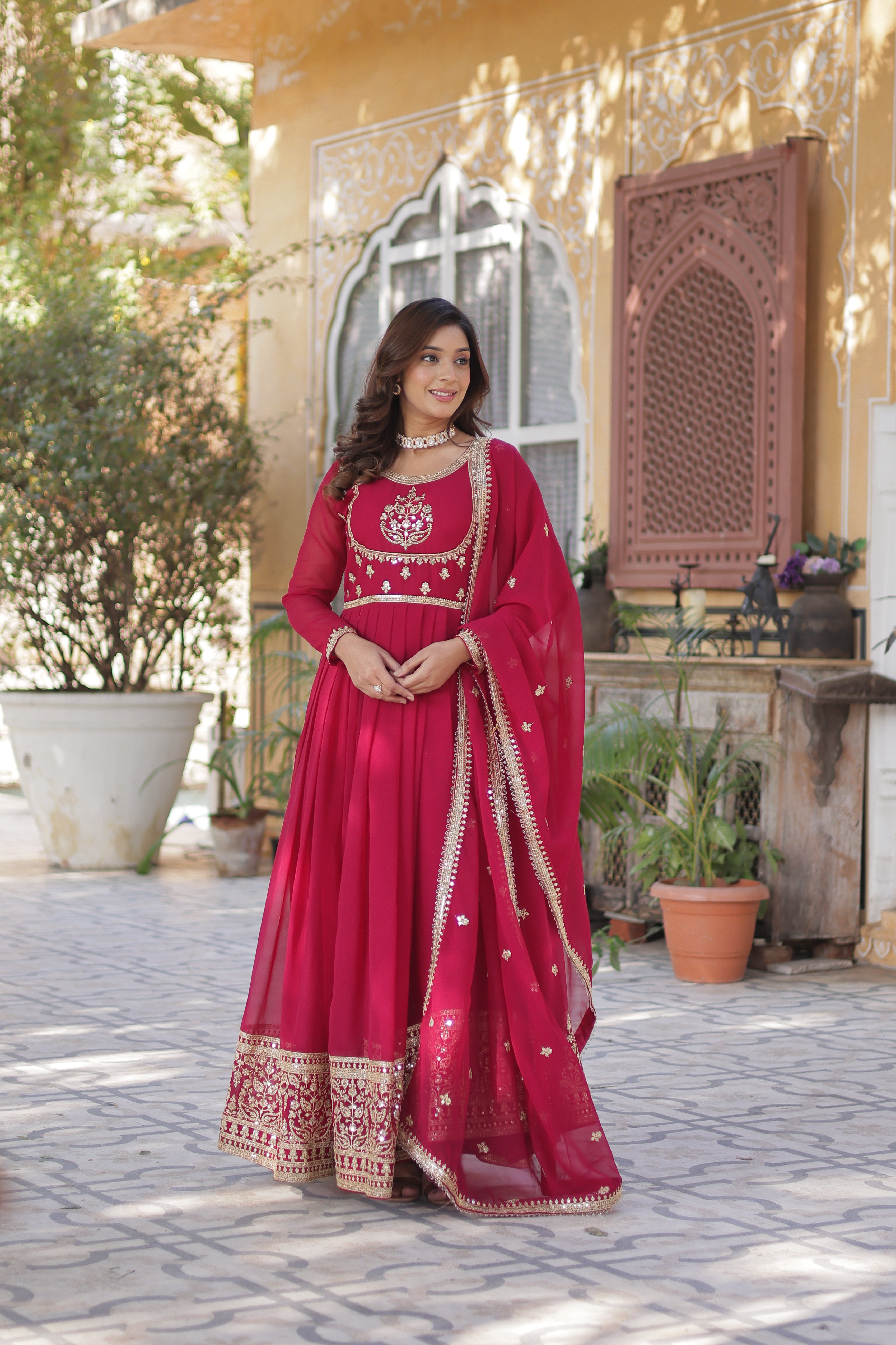 Georgette Embroidered Gown For Women