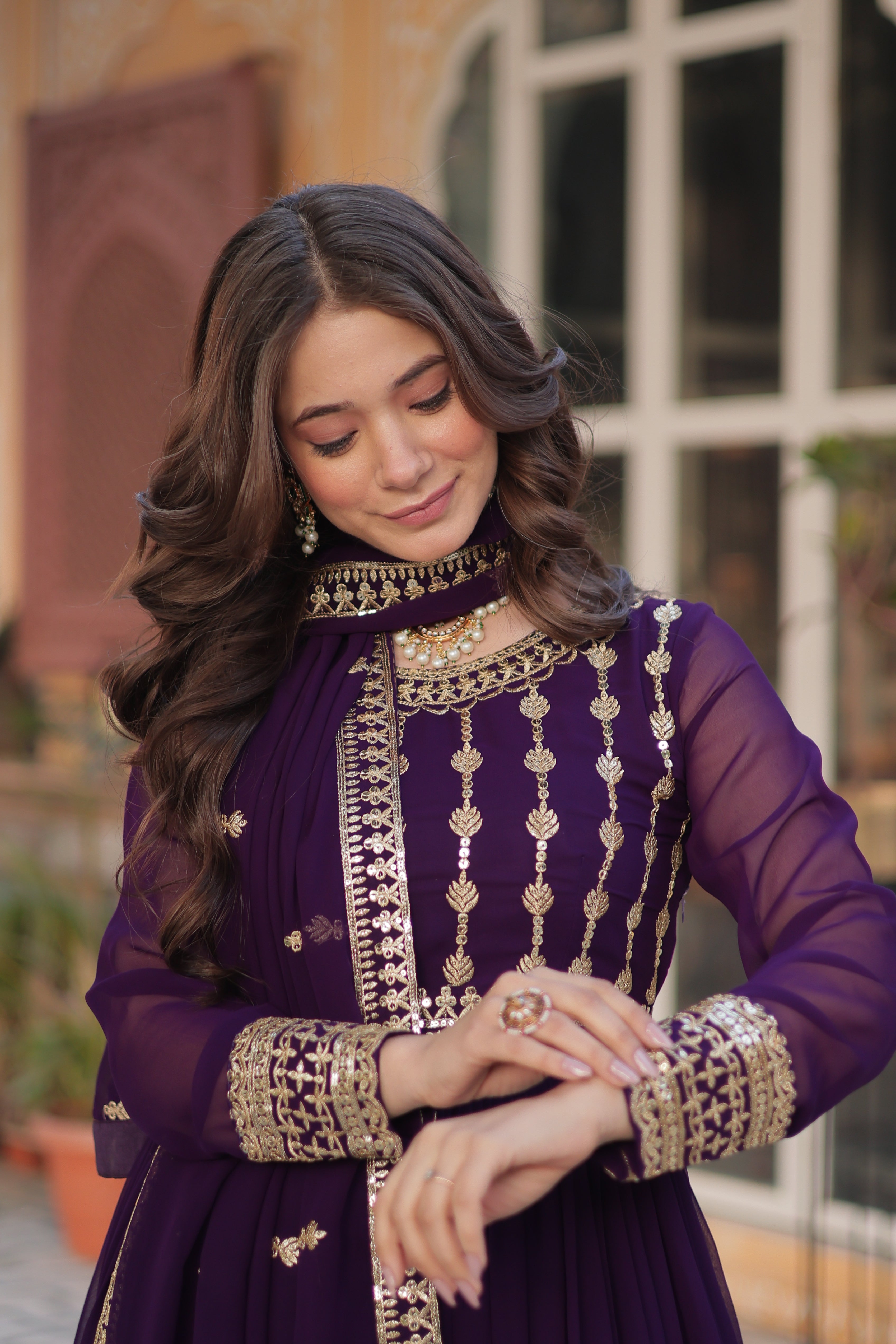 Faux Blooming Embroidered Gown For Women