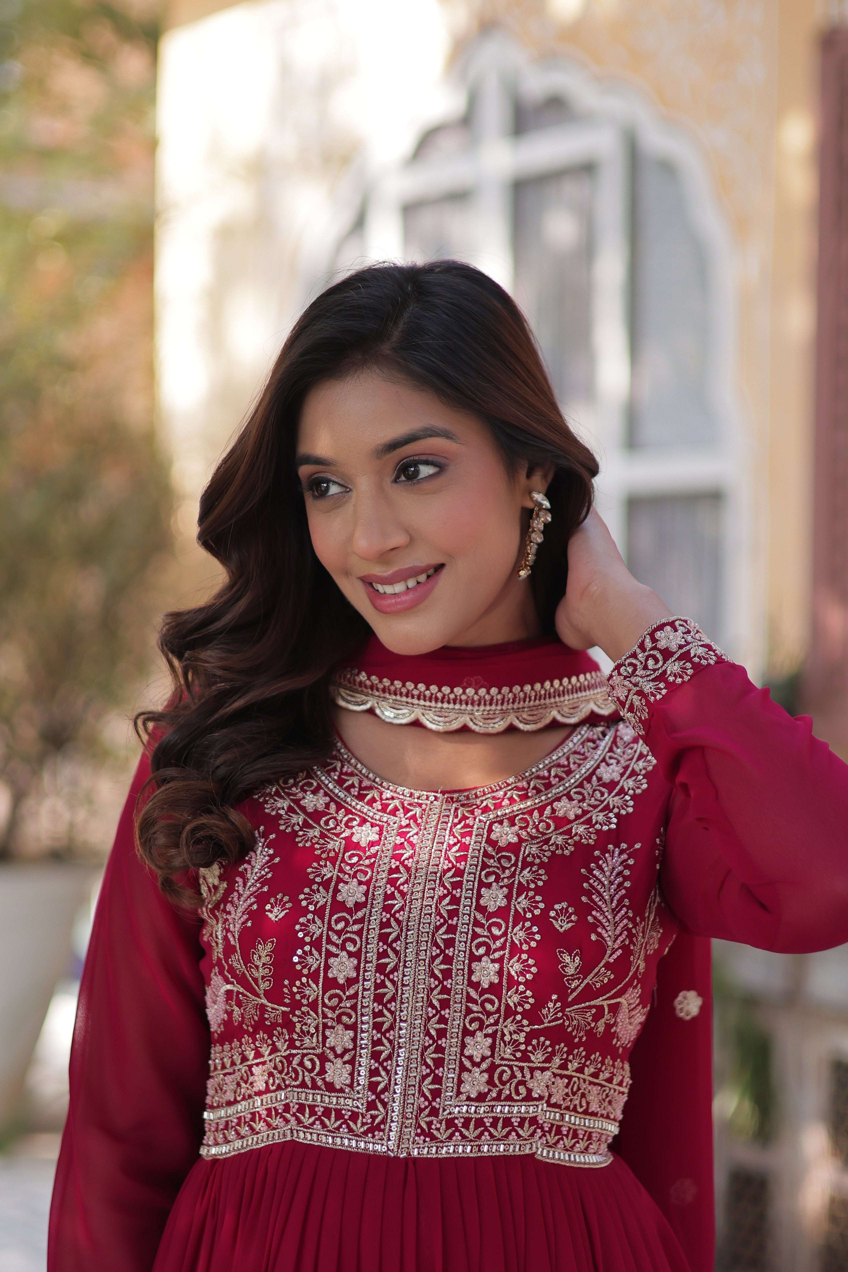 Georgette Embroidered Gown For Women