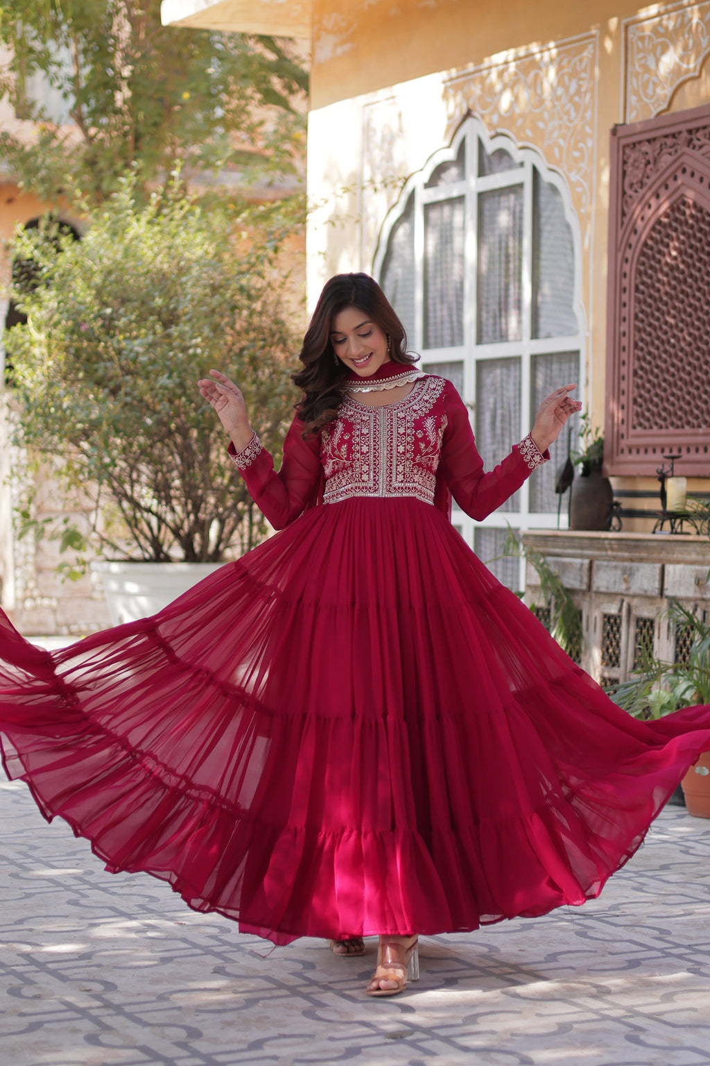 Georgette Embroidered Gown For Women