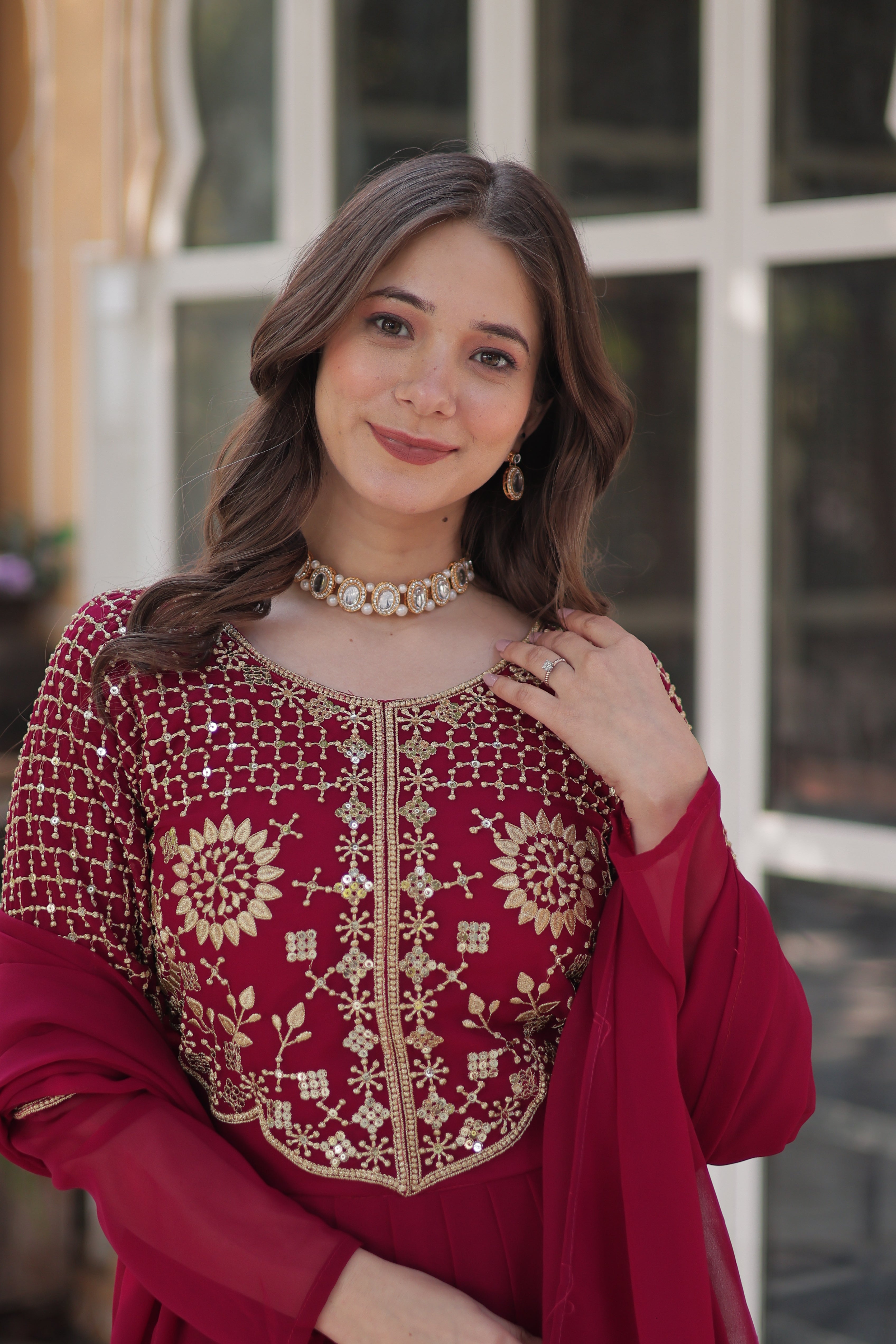 Georgette Embroidered Gown For Women