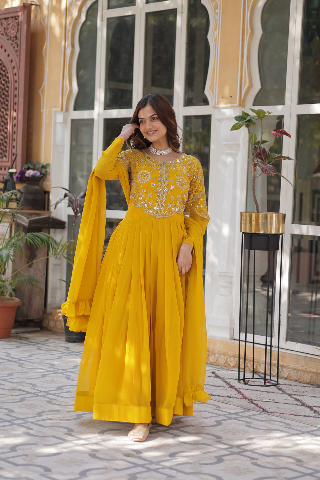 Georgette Embroidered Gown For Women