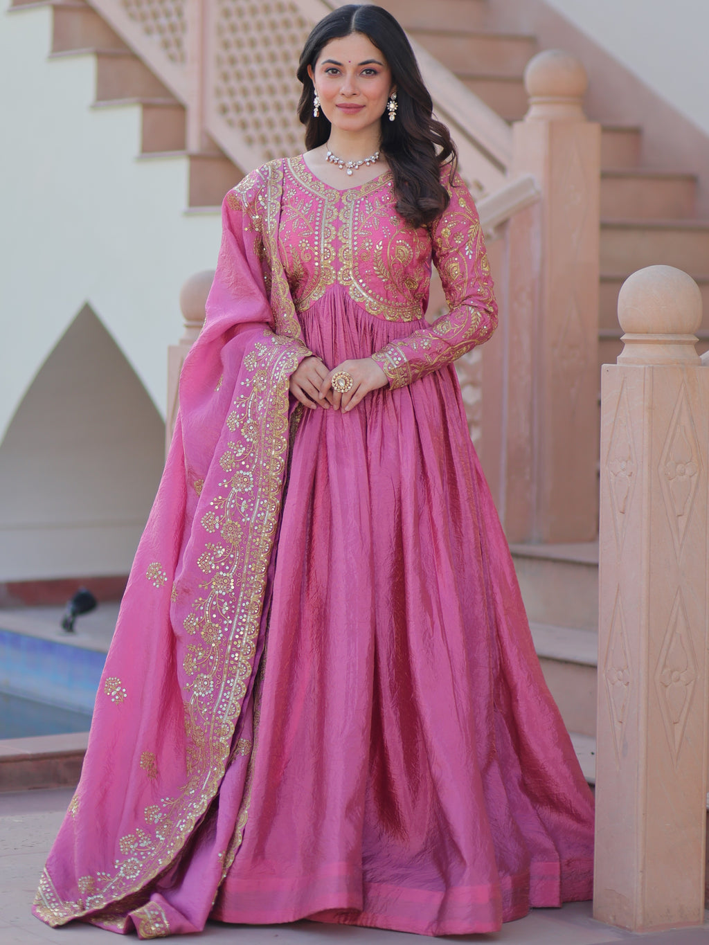 Gold Crush Gown For Women