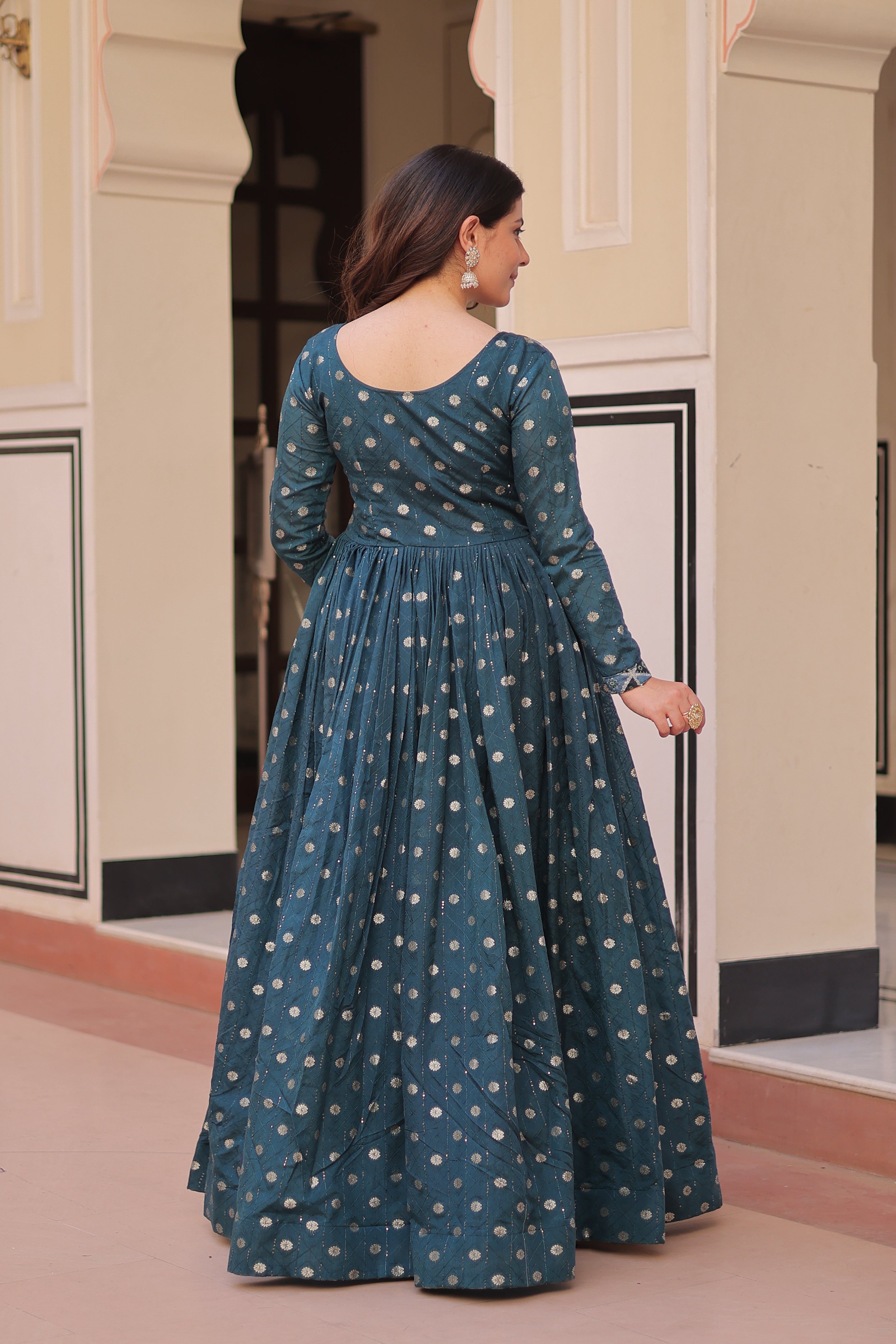 Jacquard Printed Gown For Women