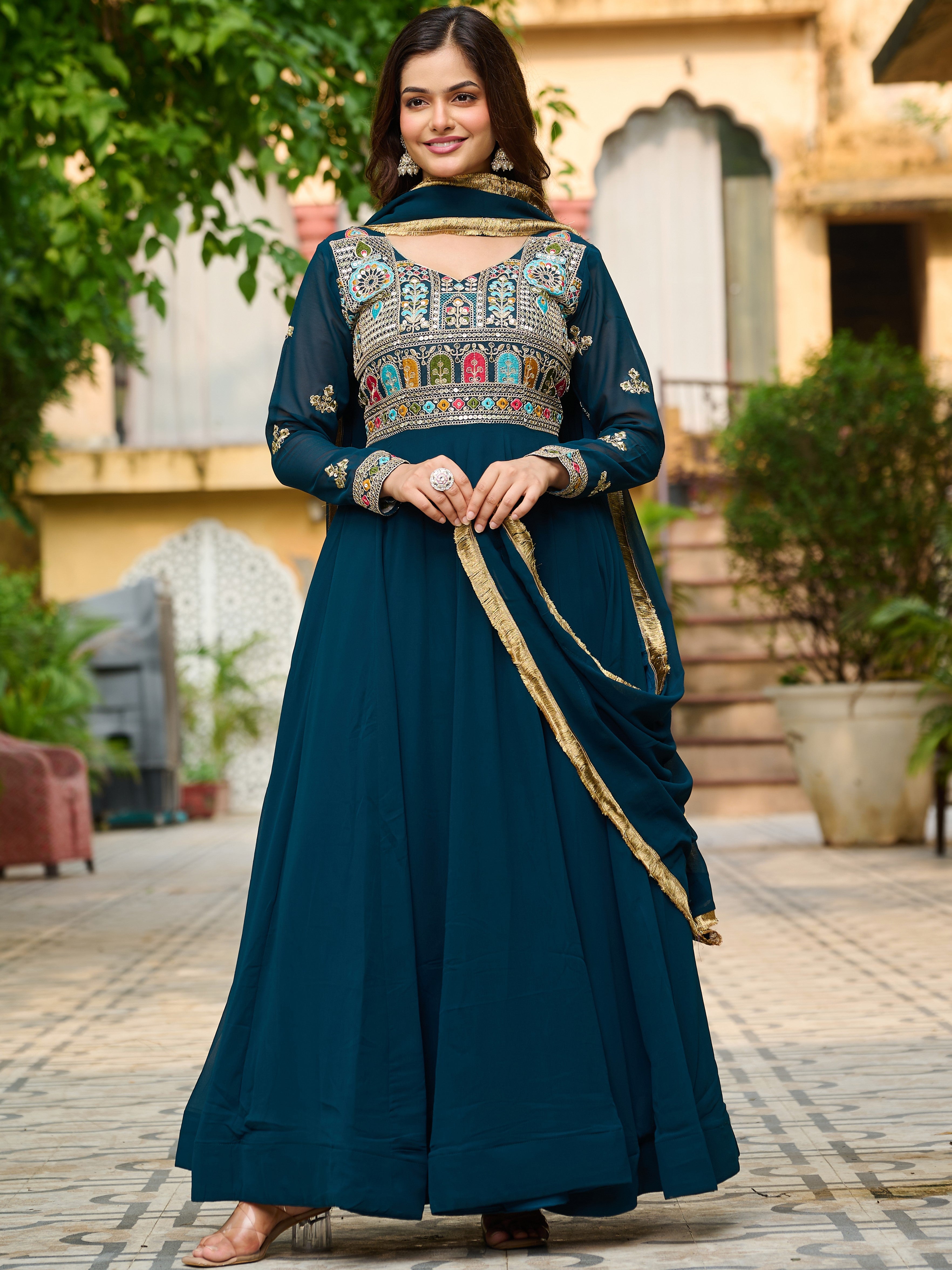 Faux Blooming Gown For Women