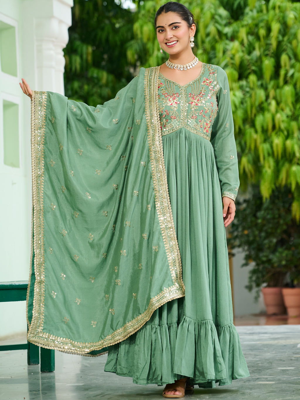 Vichitra Silk Gown For Women