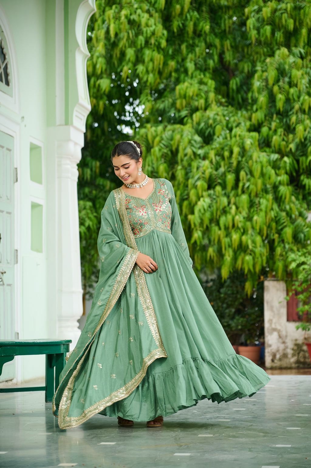 Vichitra Silk Gown For Women