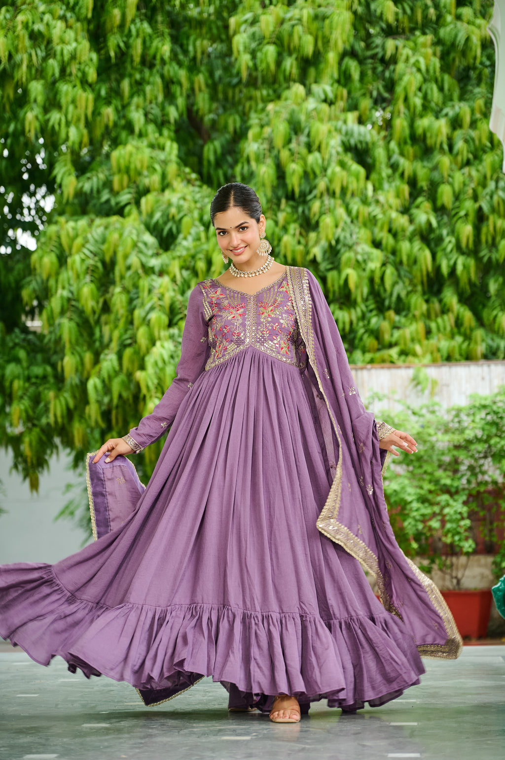 Vichitra Silk Gown For Women