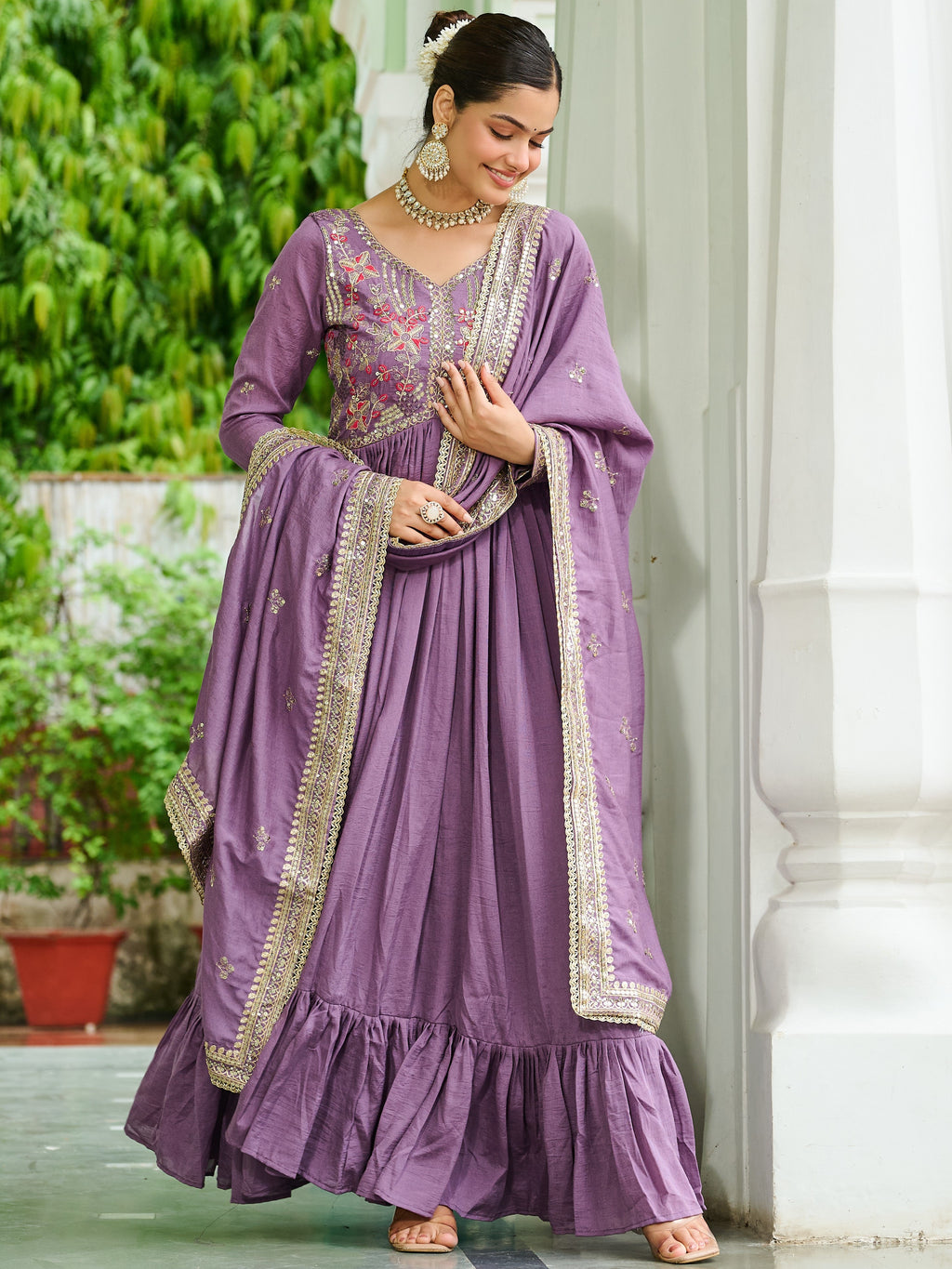 Vichitra Silk Gown For Women
