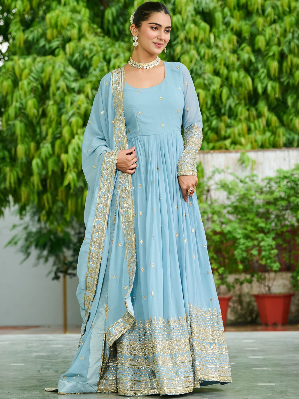 Faux Georgette Gown For Women