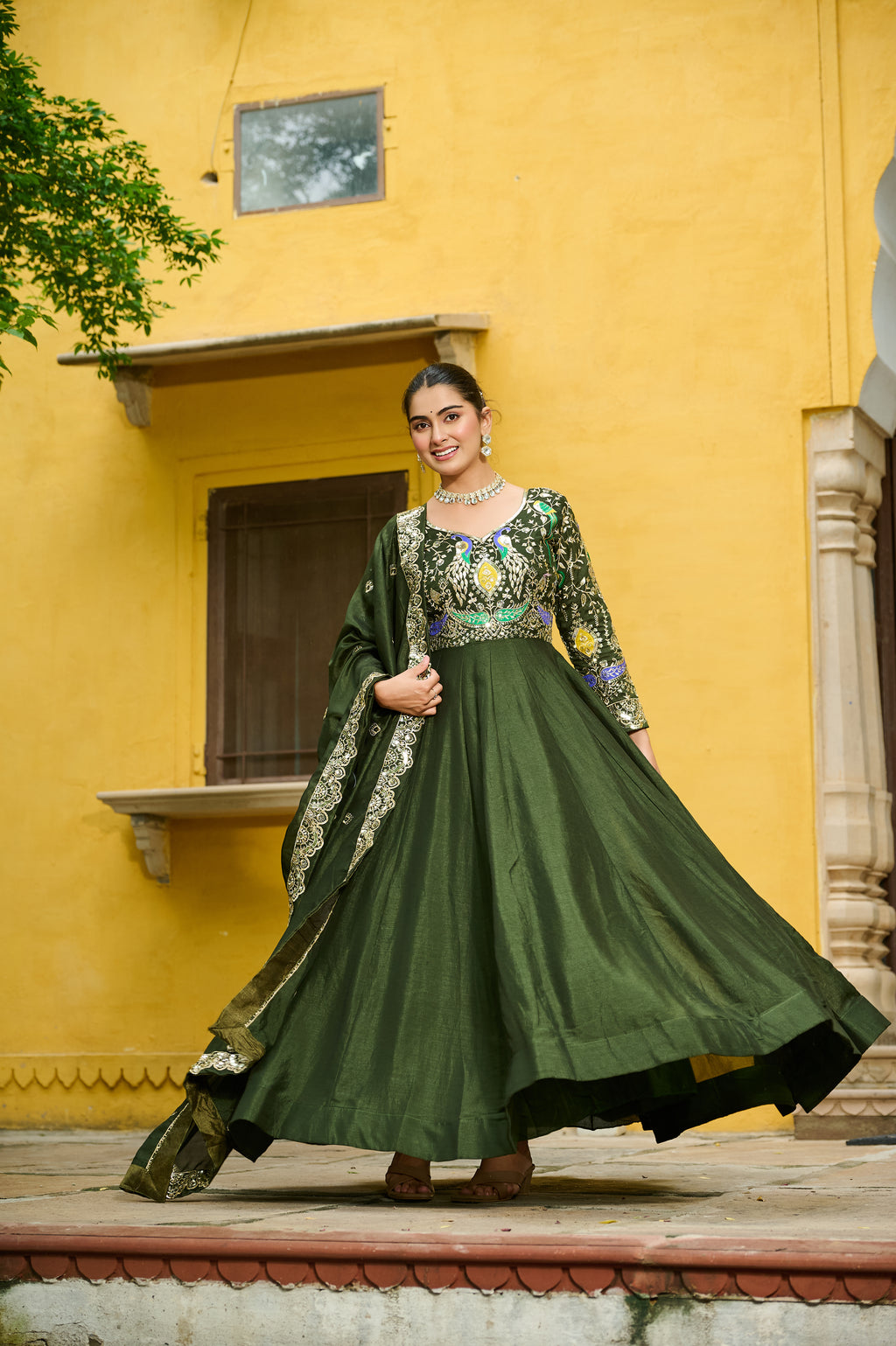 Vichitra Silk Gown For Women