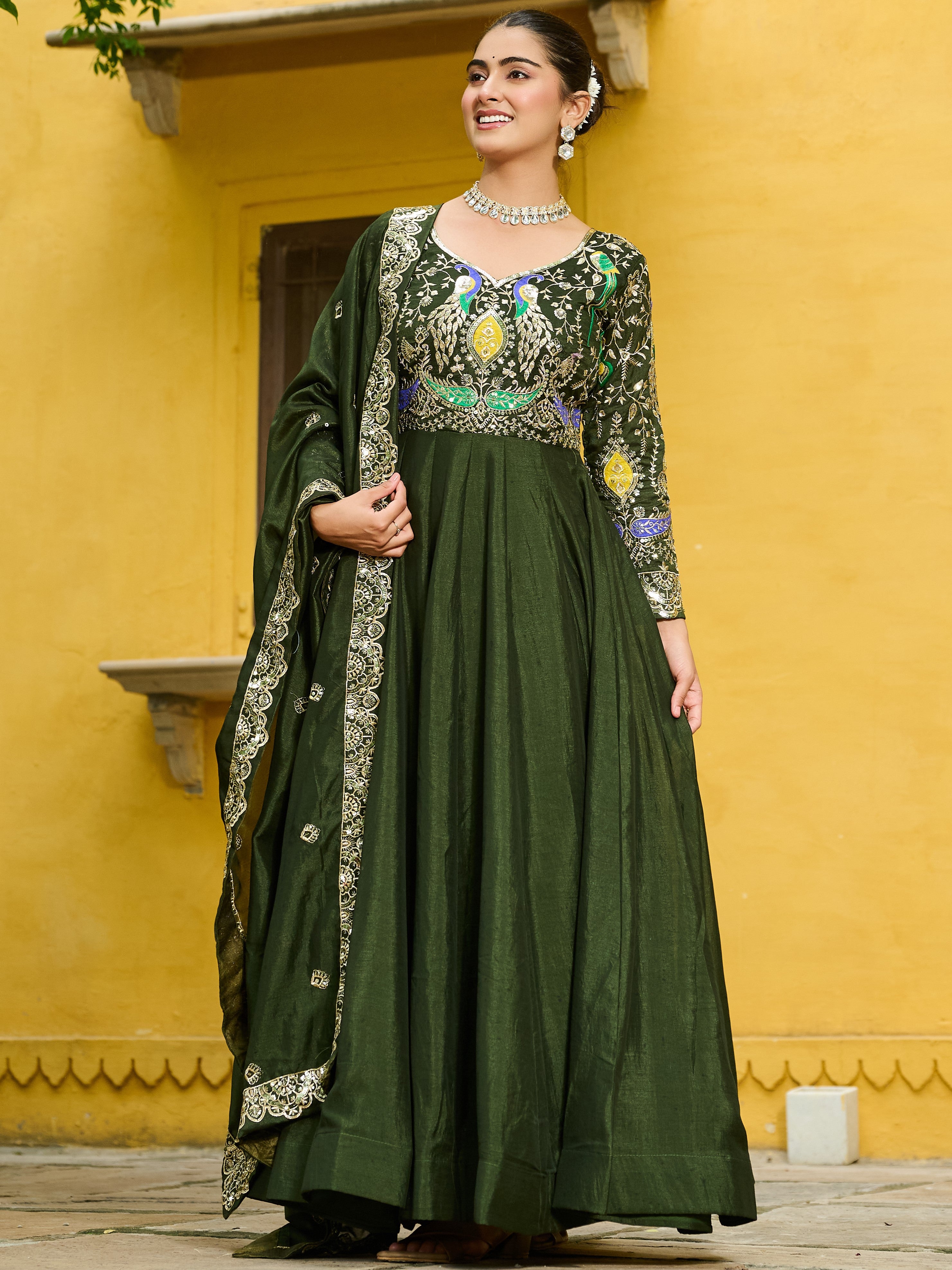 Vichitra Silk Gown For Women