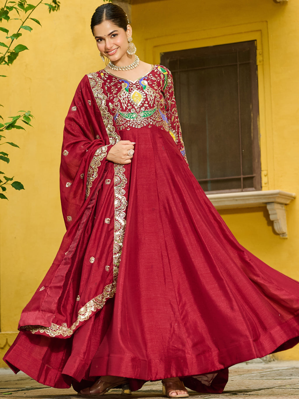Vichitra Silk Gown For Women
