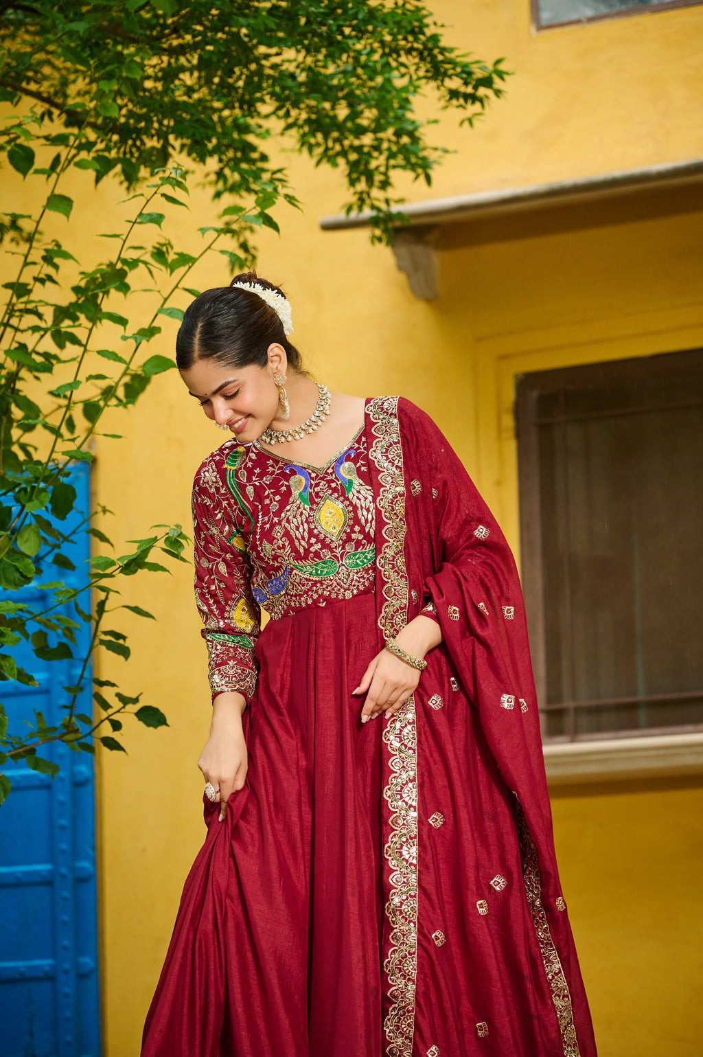 Vichitra Silk Gown For Women