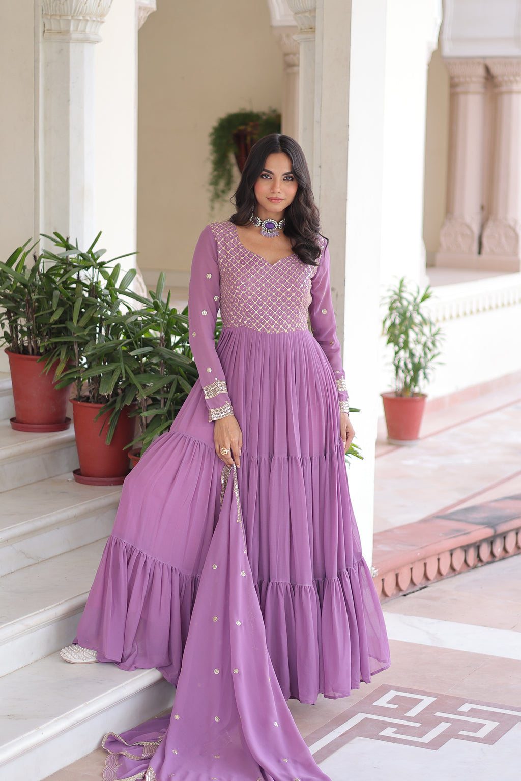 Faux Georgette Gown For Women