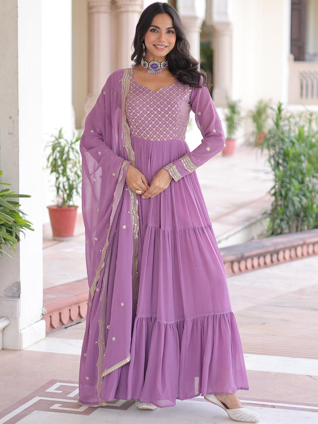 Faux Georgette Gown For Women