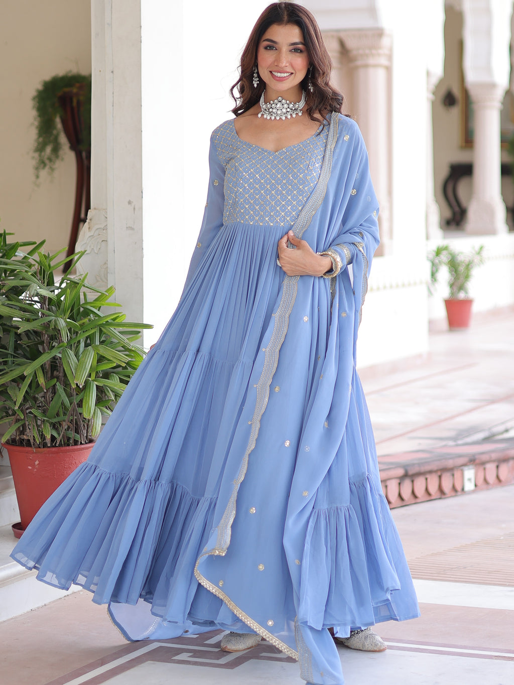 Faux Georgette Gown For Women