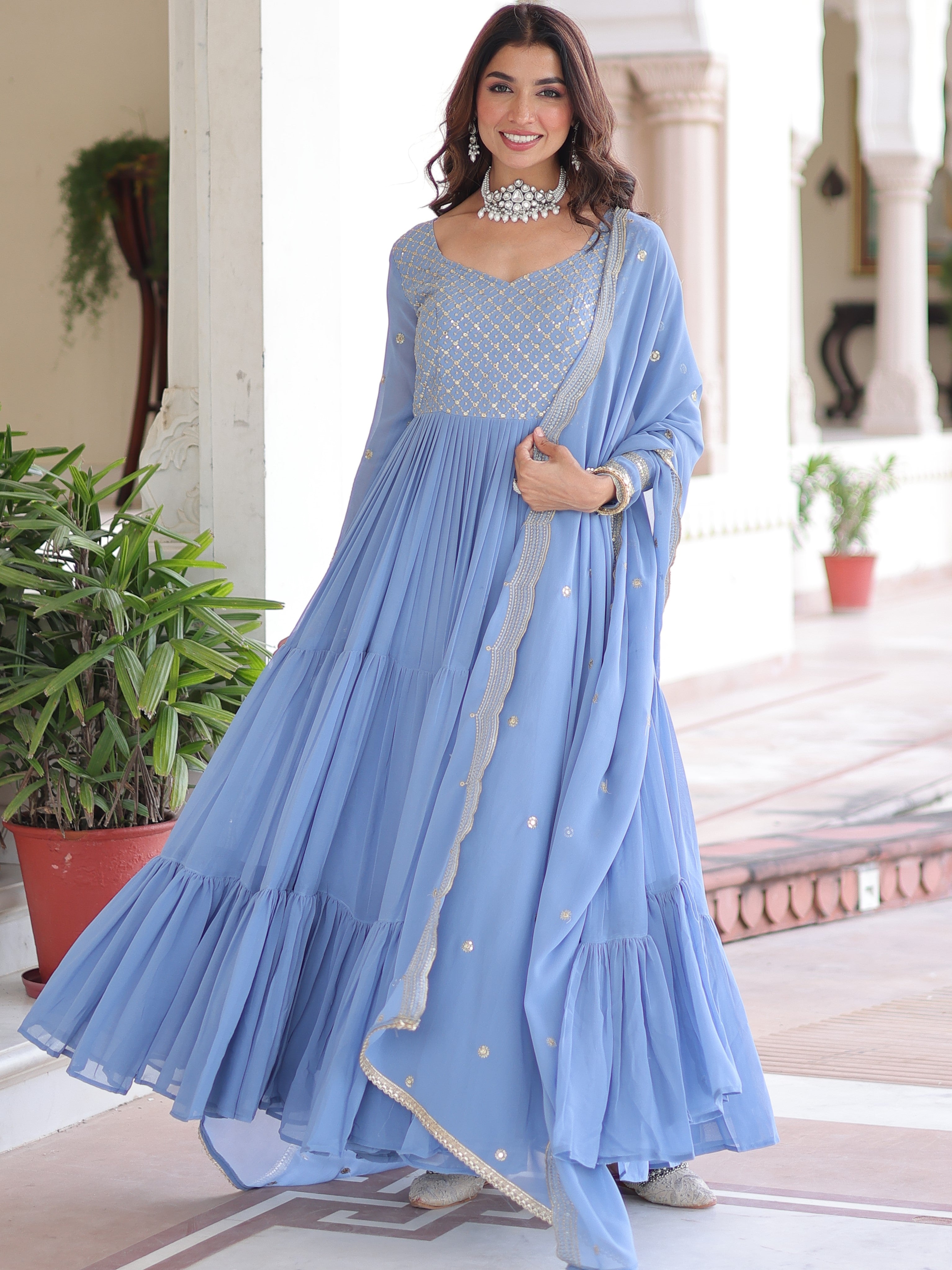 Faux Georgette Gown For Women