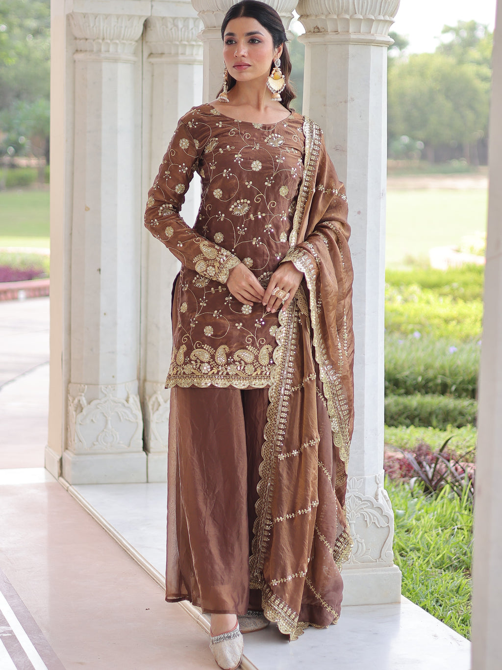 Fendi Embroidered Top Sharara With Dupatta