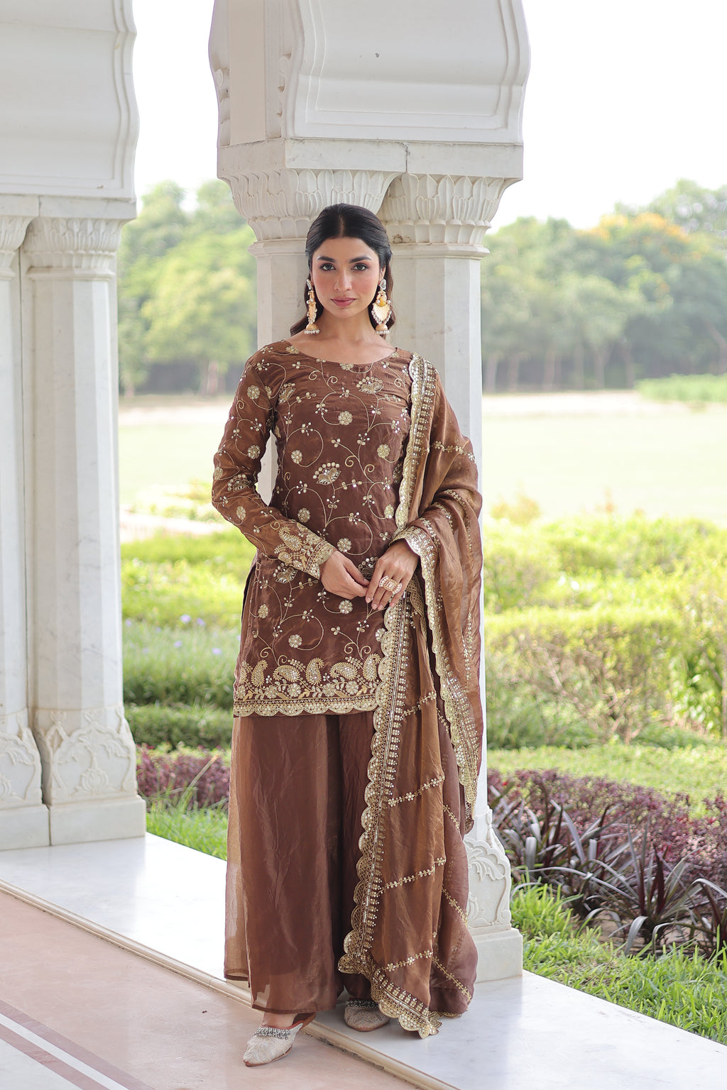 Fendi Embroidered Top Sharara With Dupatta