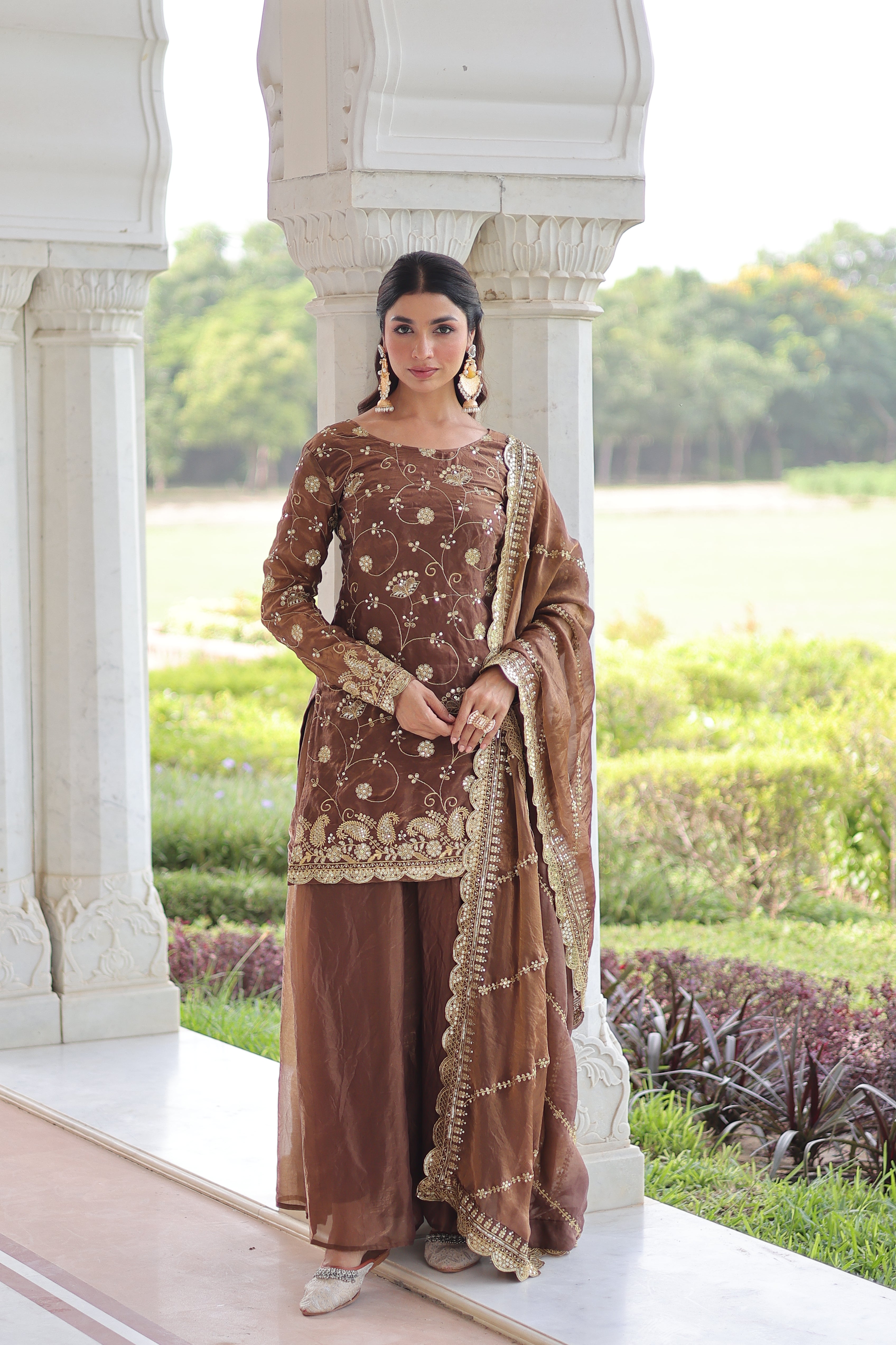 Fendi Embroidered Top Sharara With Dupatta