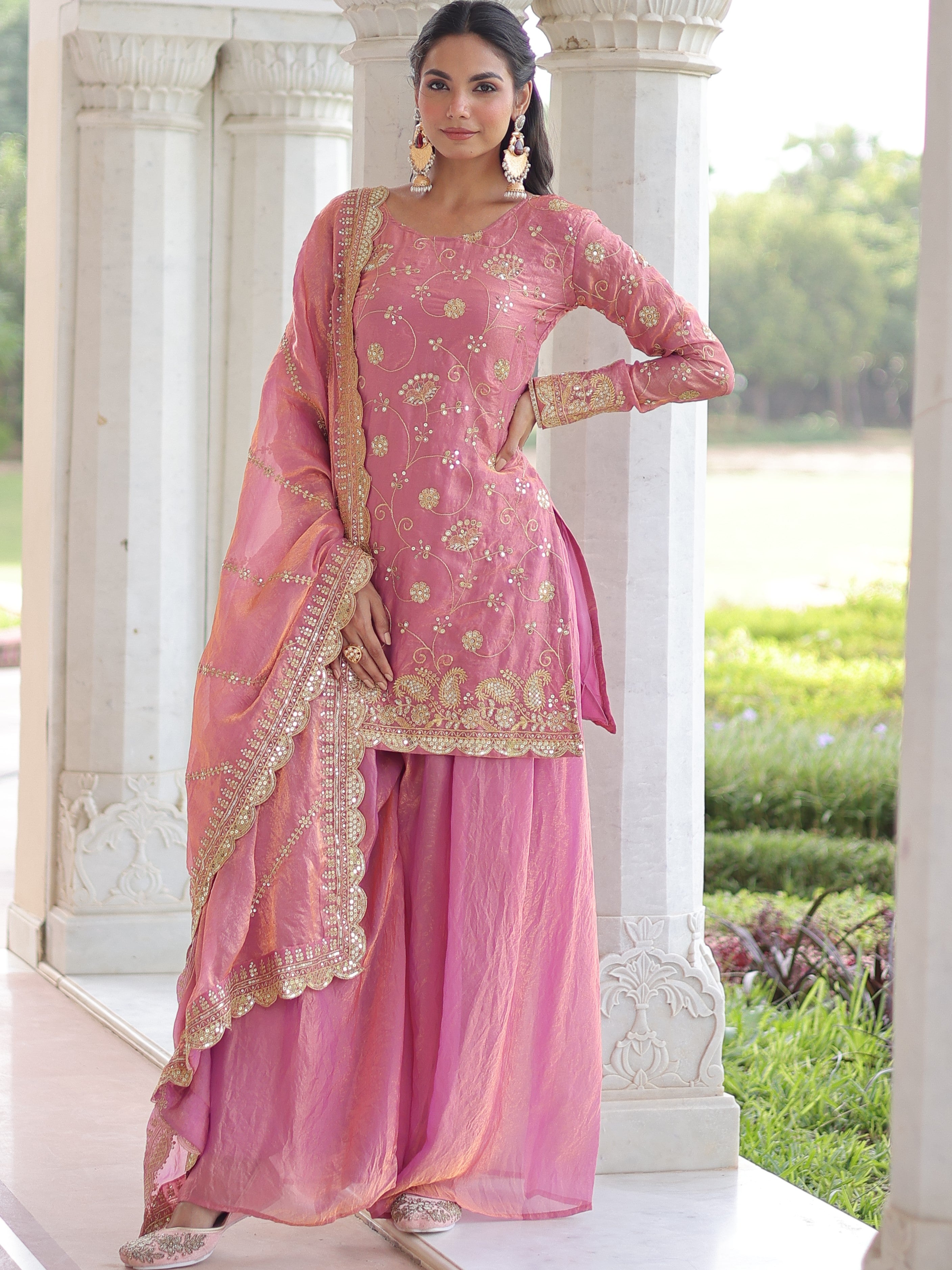 Fendi Embroidered Top Sharara With Dupatta